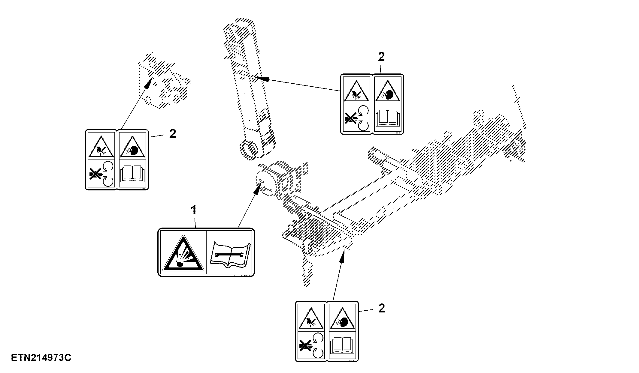 Safety Decals, Text Free, Air Compressor, Elevator, Platform, Reservoir