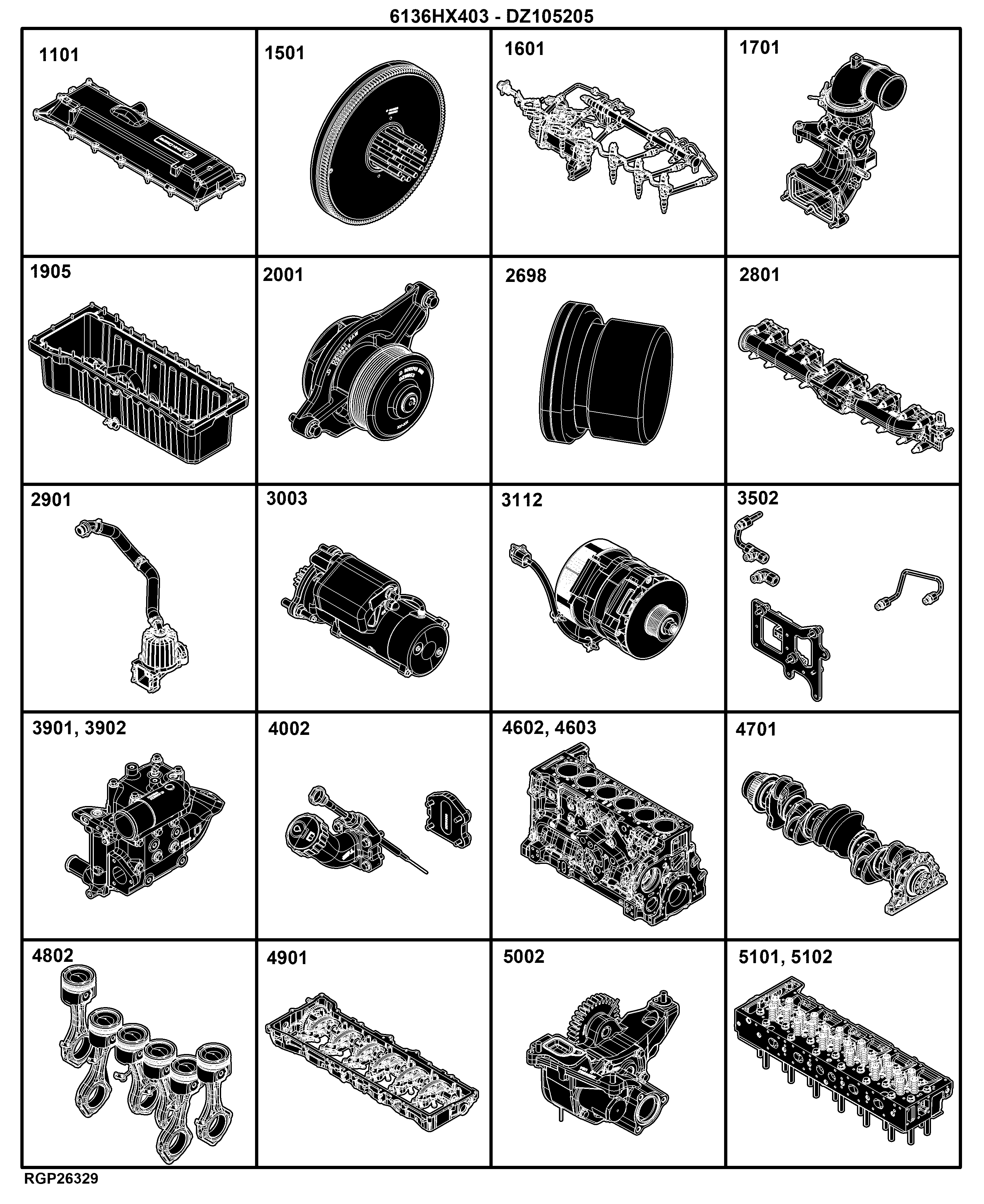 E3 Engine 6136HX403-DZ105205-ETN149157-ETN163938-ETN153254-ETN193415