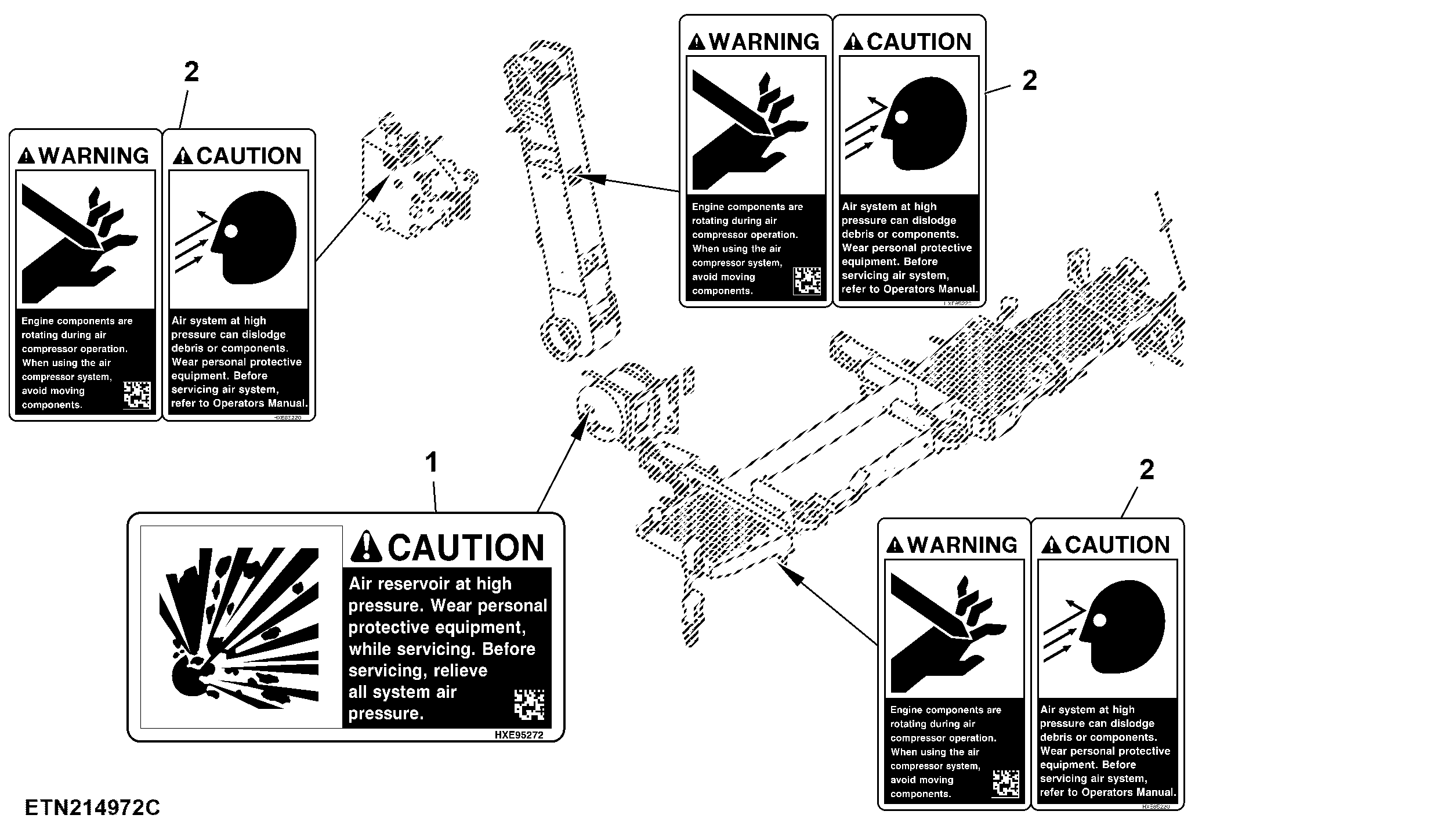 Safety Decals, Air Compressor, Elevator, Platform, Reservoir