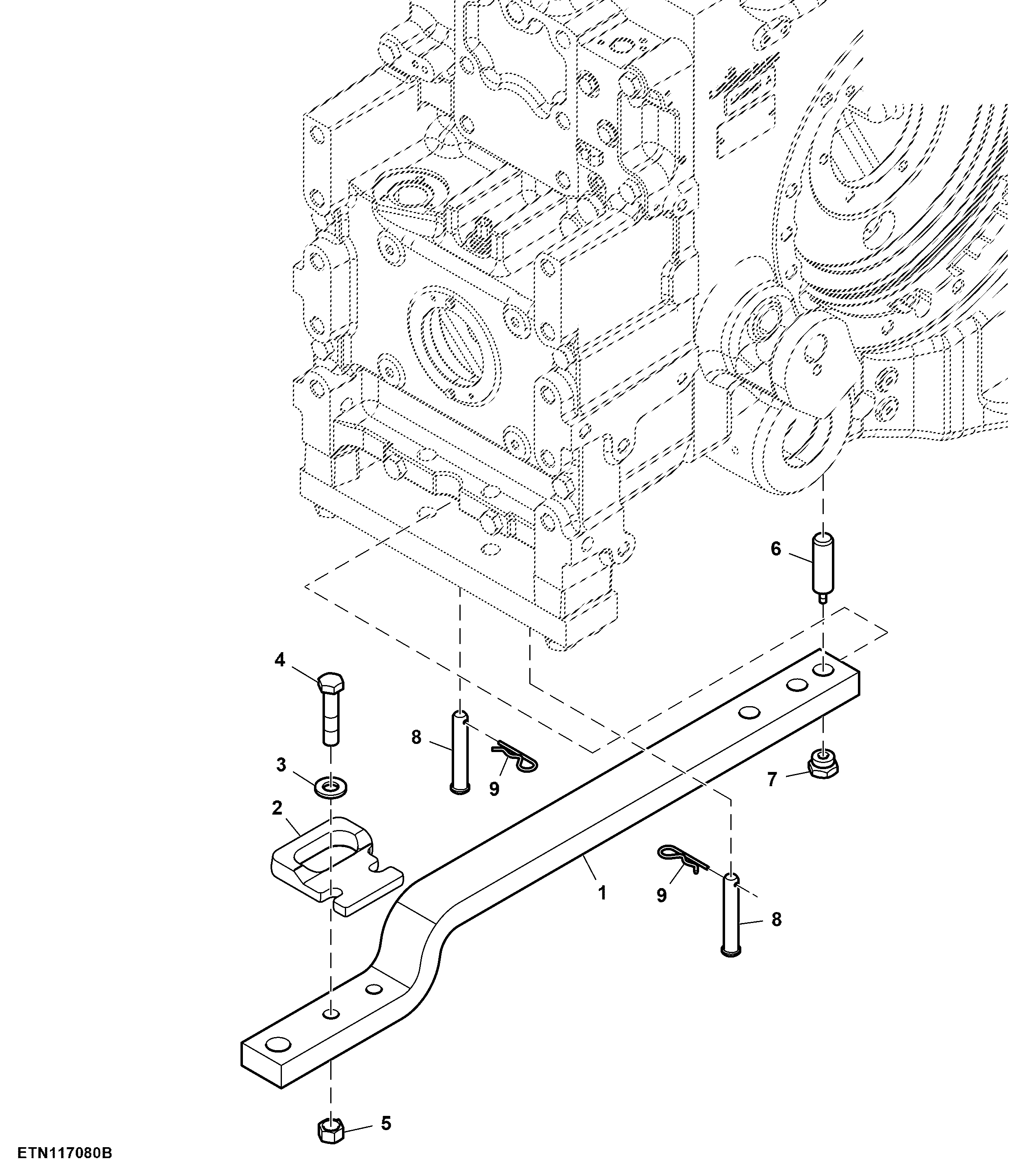 Drawbar, Standard, W/ Chainholder, Category 2