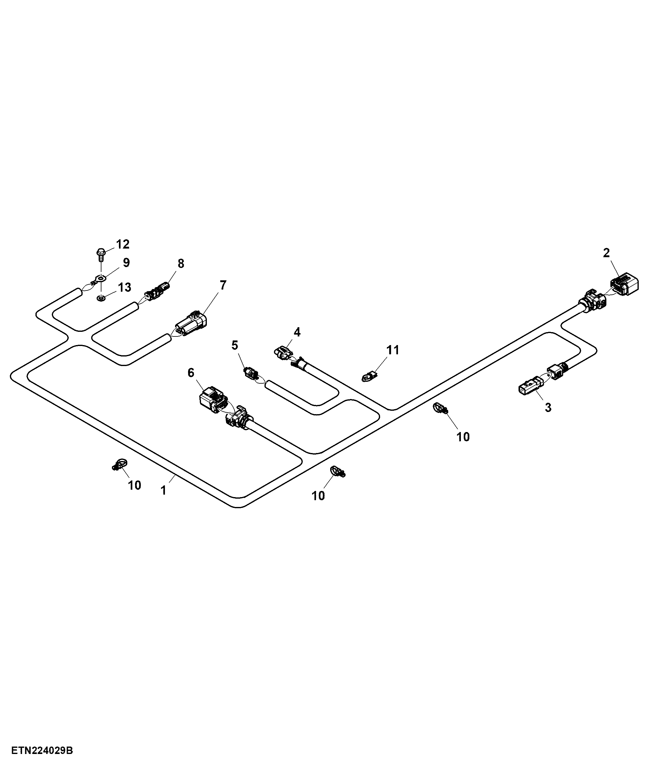 Wiring Harness, Unloading Auger, Folding, 7.9 m (26 ft) and 8.2 m (27 ft)