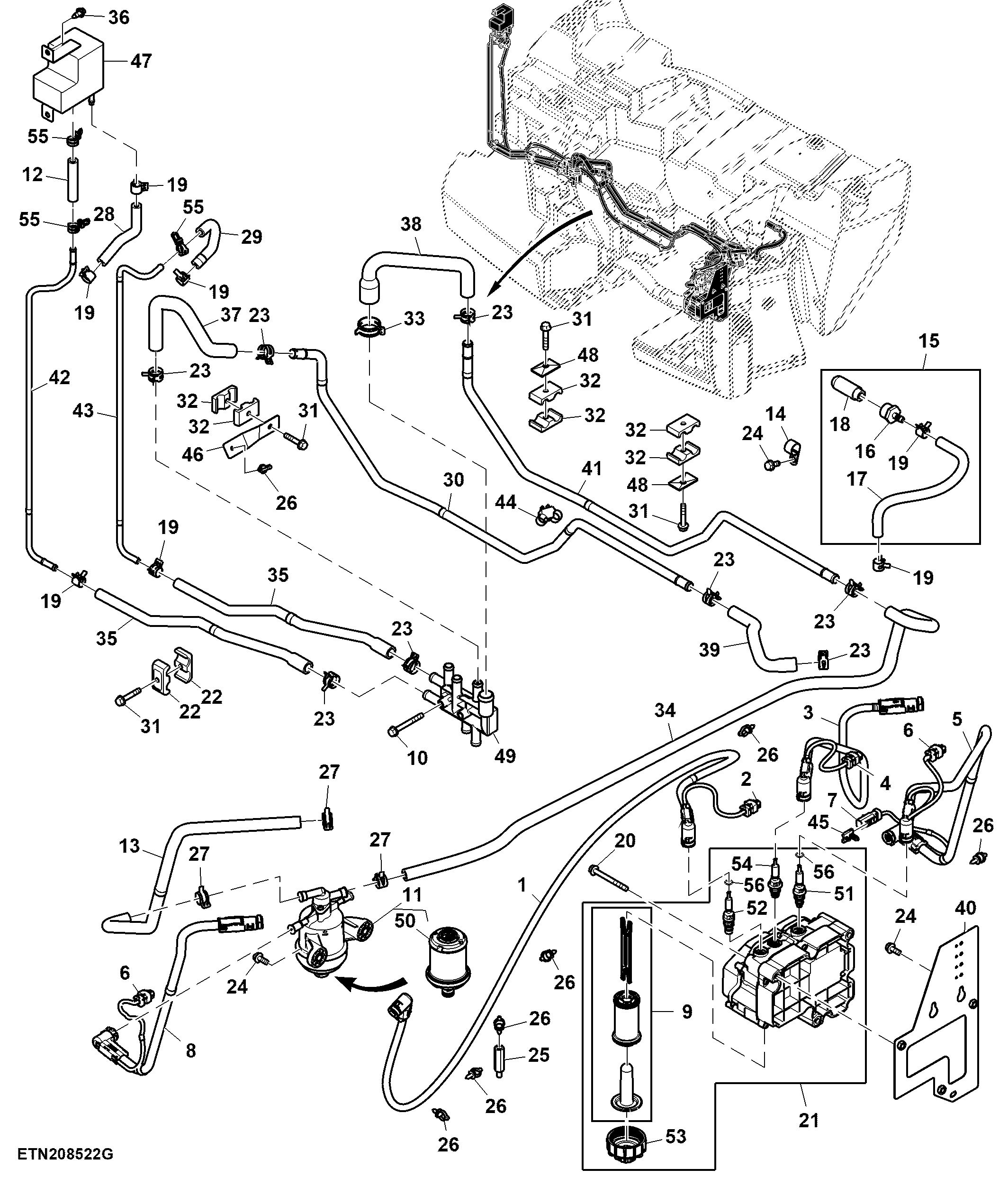 DEF Lines and Pump, Size 4, FT4/ Stage 5 Engine ( - 804000)