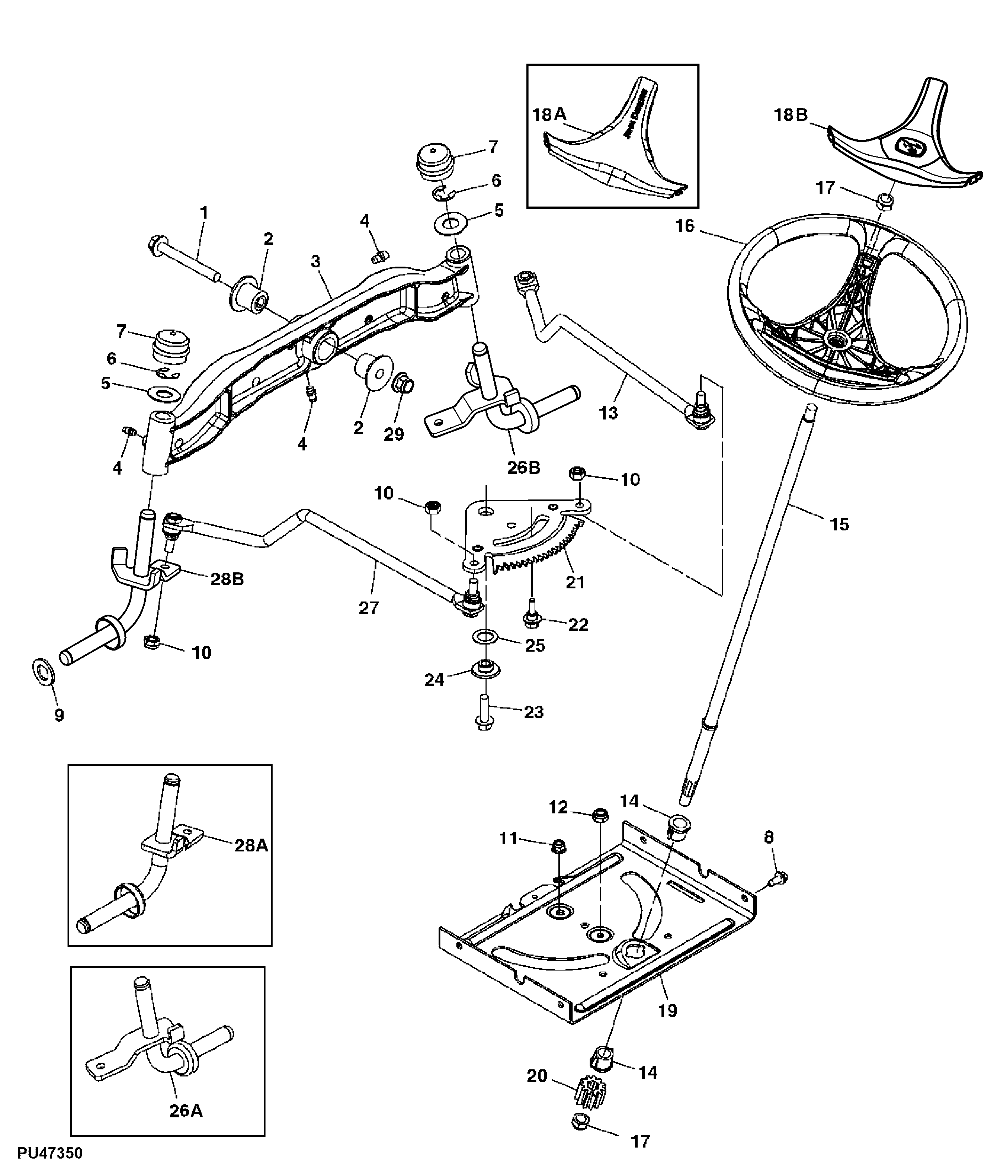 Steering Wheel, Gears, Linkage and Front Axle