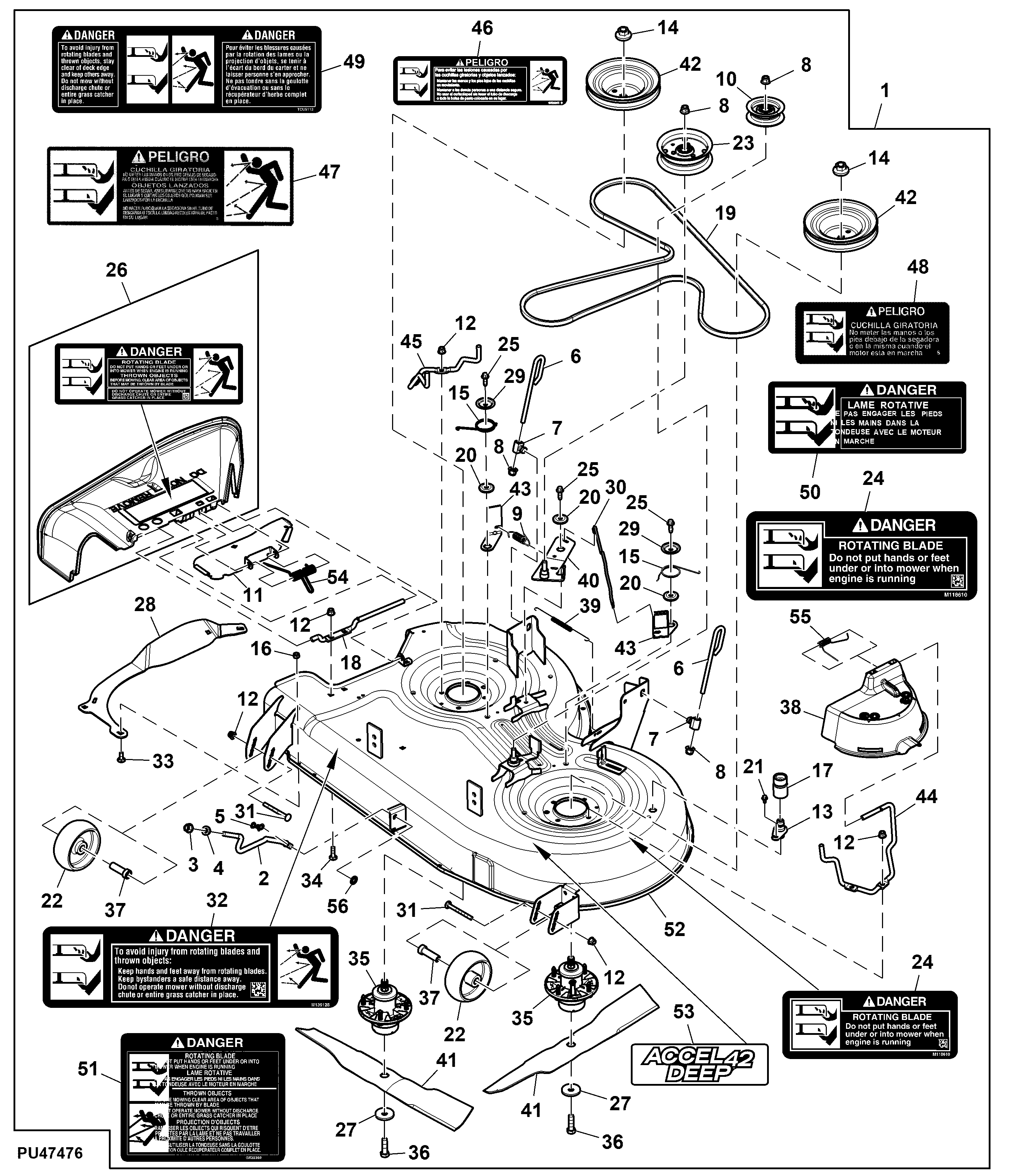 Mower Deck, 42A inch, Manual Power Take Off