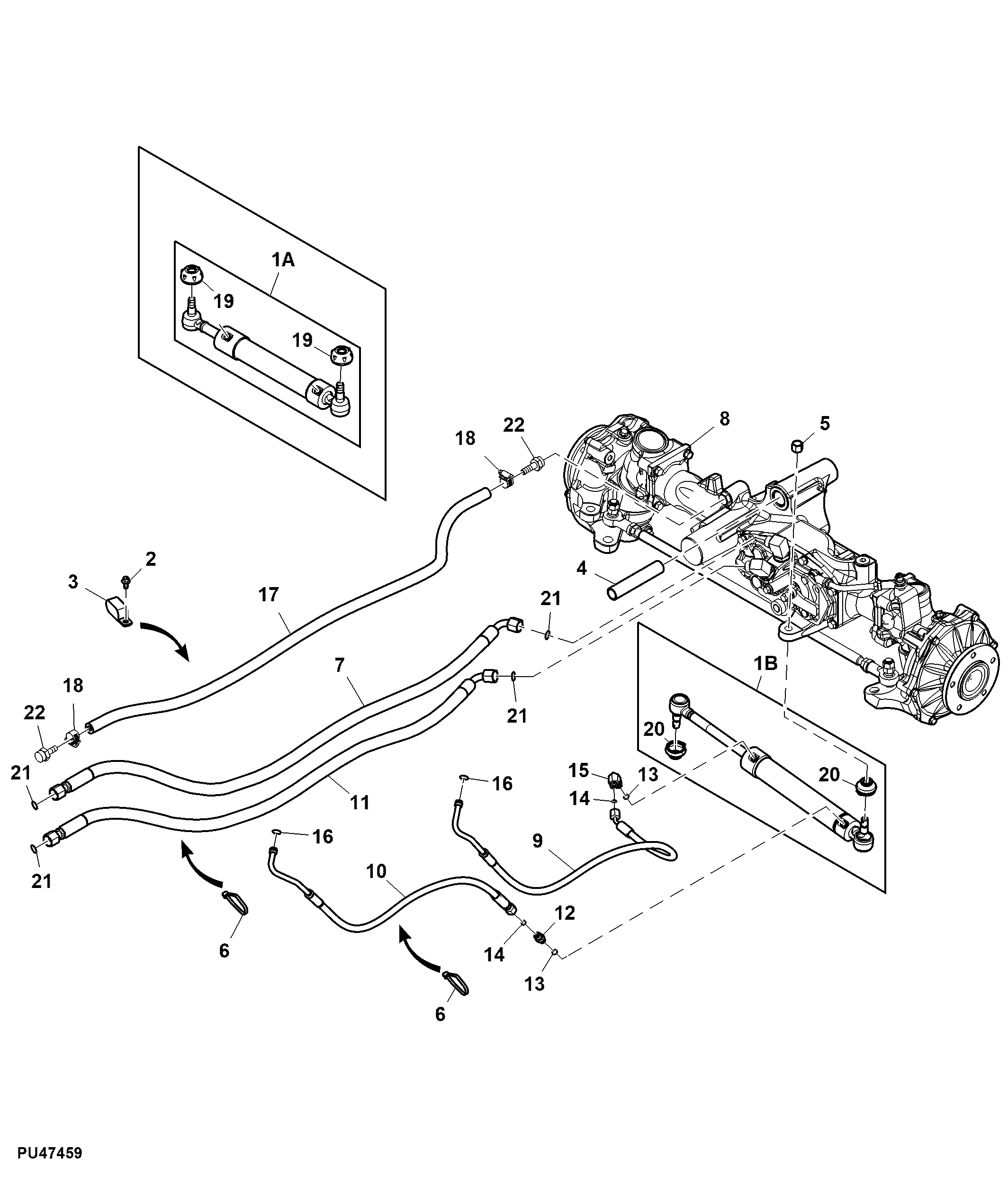 Front Axle Components and Hydraulic Cylinder