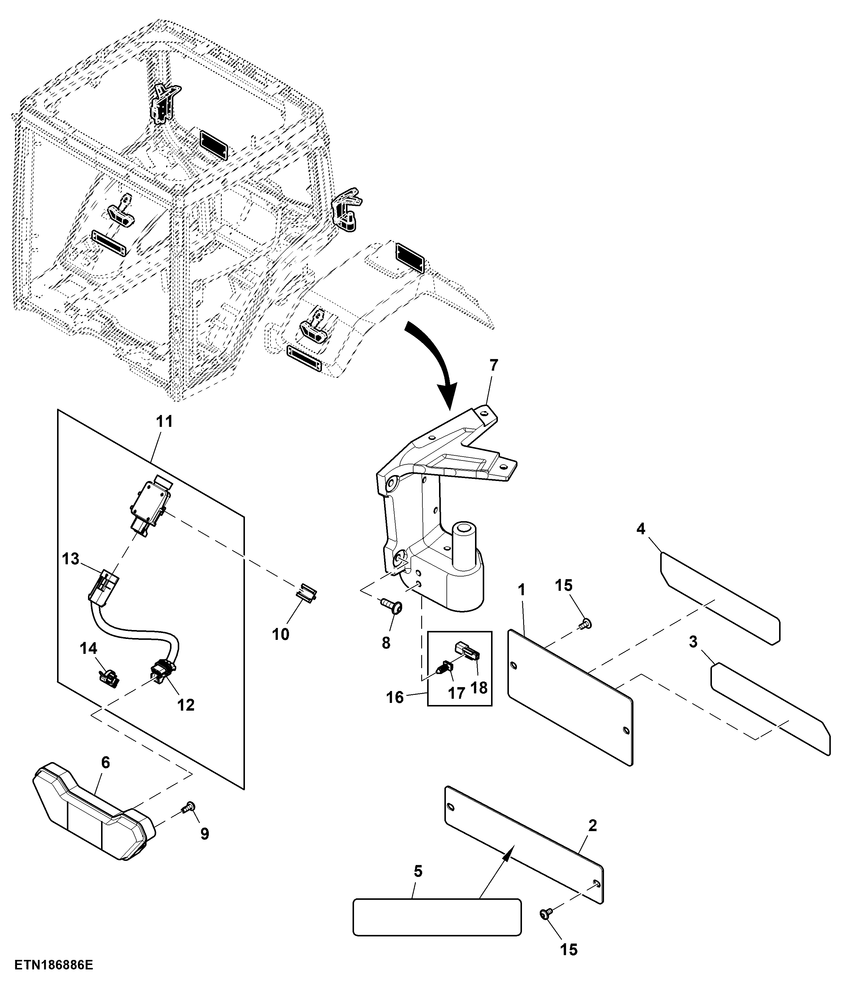 Lamp, Extremity Lights, Short Arms, LH Illustrated