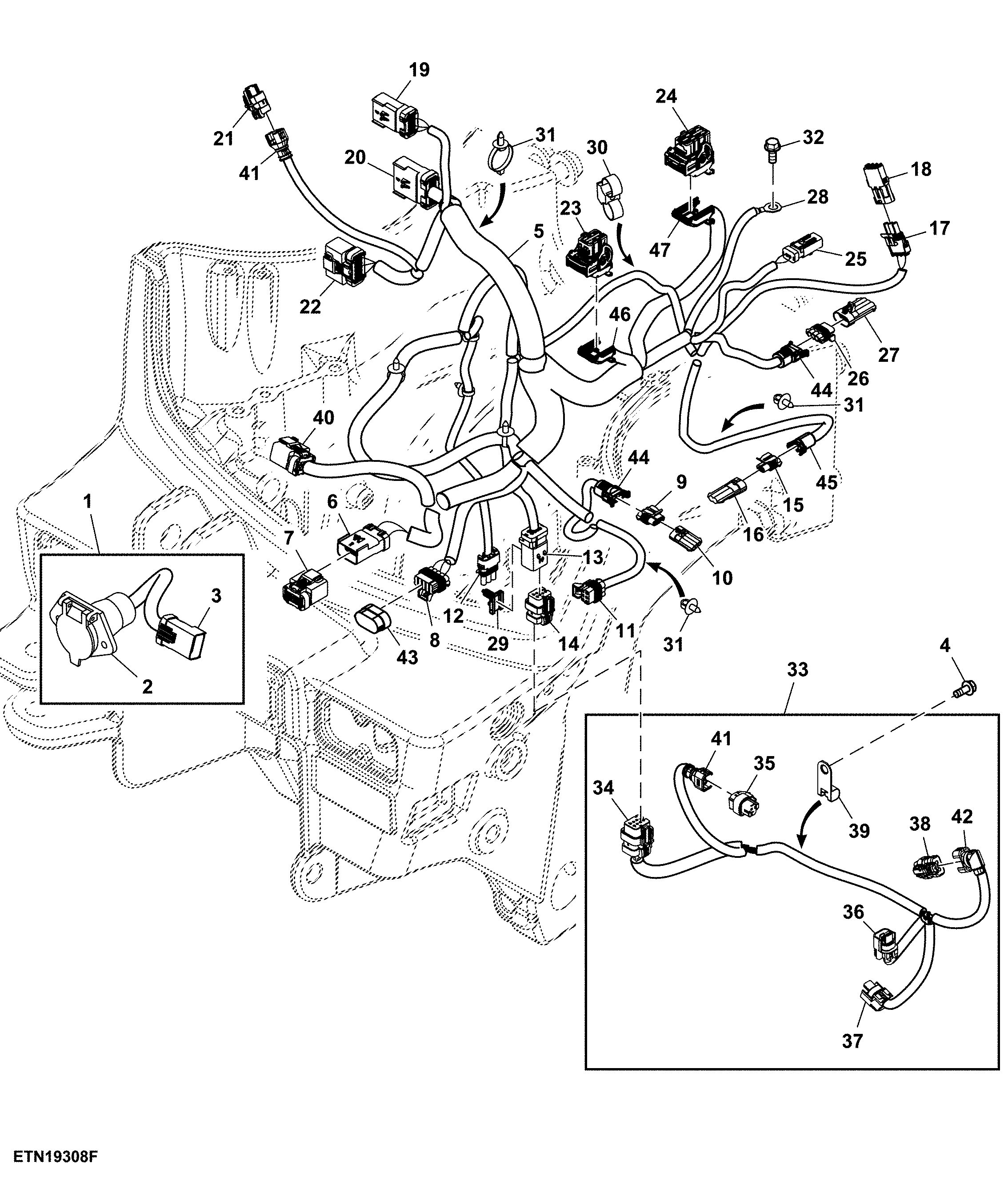 Wiring Harness, Front Hitch W/ Front PTO (For North America)
