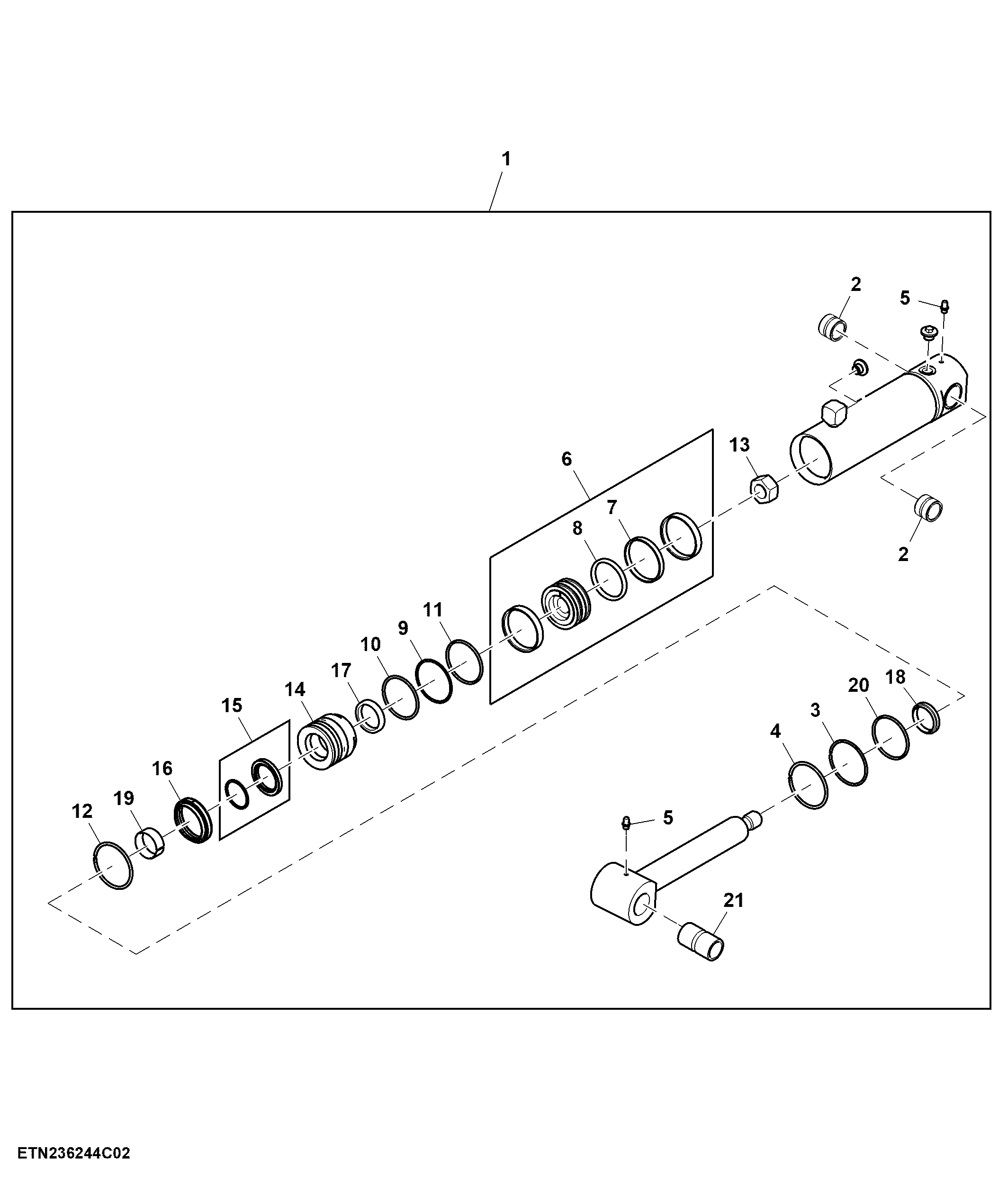 Hydraulic Cylinder, Primary Extractor Housing, Adjustable