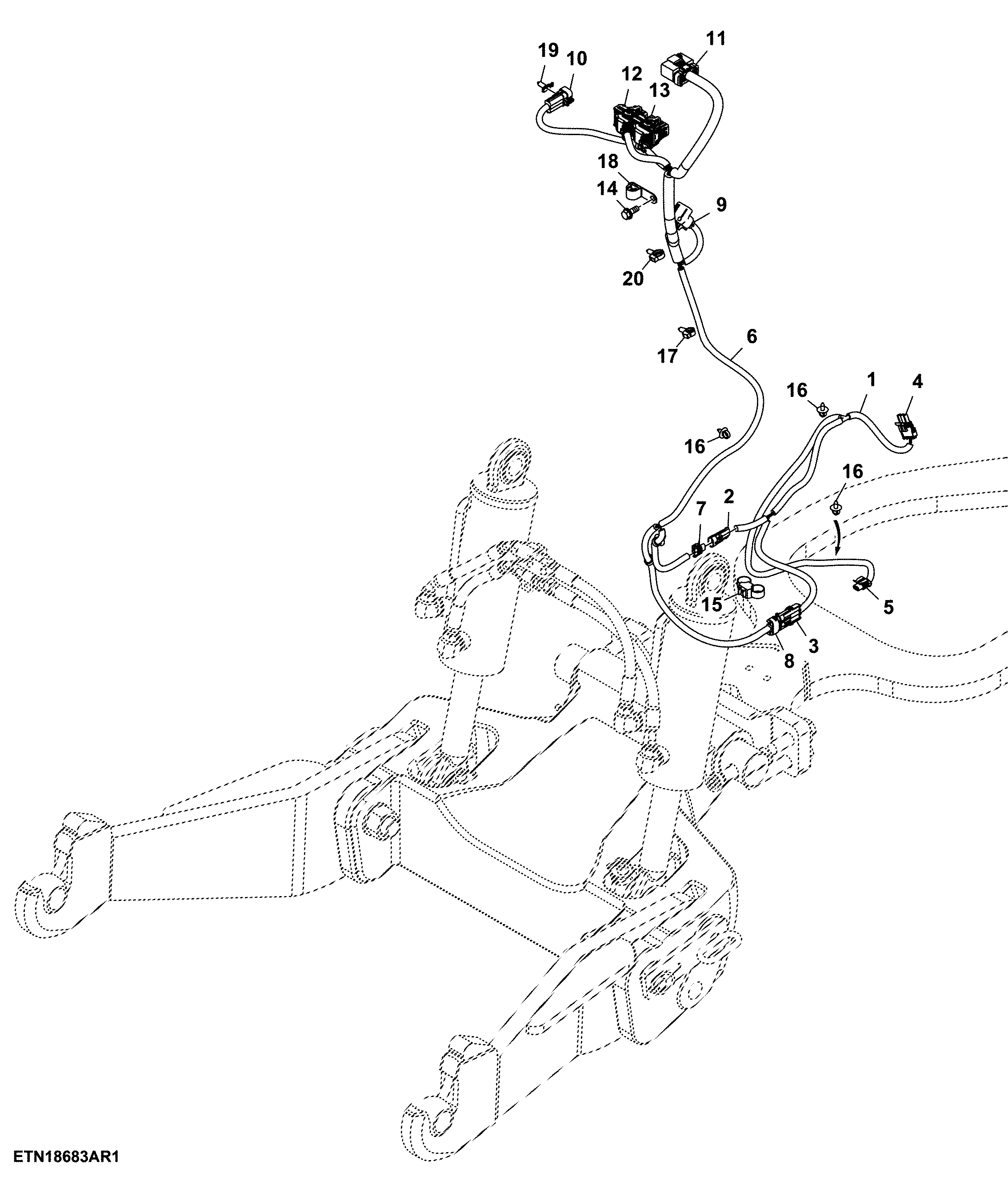 Wiring Harness, Front Controller, TLS™, W/O MID SCV, Front Hitch Ready