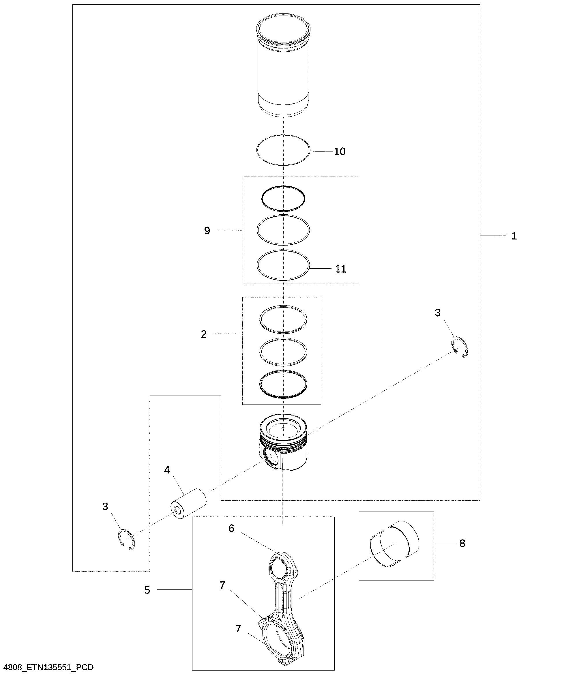 4808 Connecting Rods and Pistons ( - 140546)