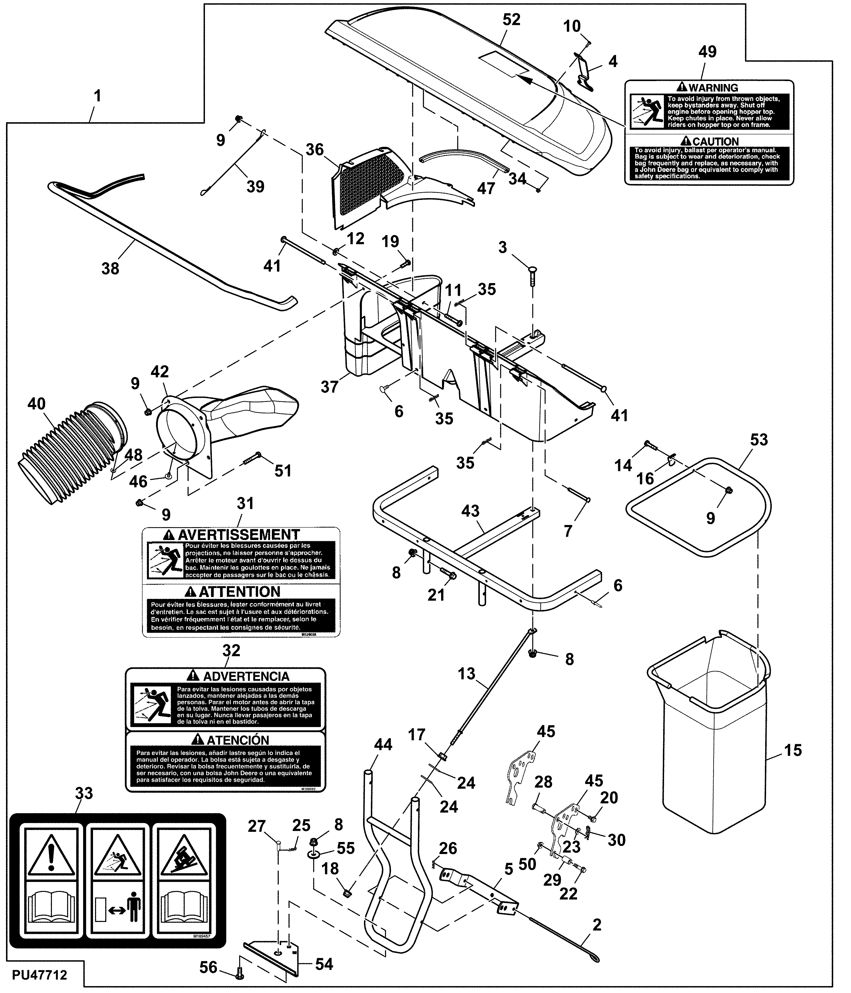 Hopper Kit, Material Collection System, 2-Bag, 7 bushel (For Canada and USA)