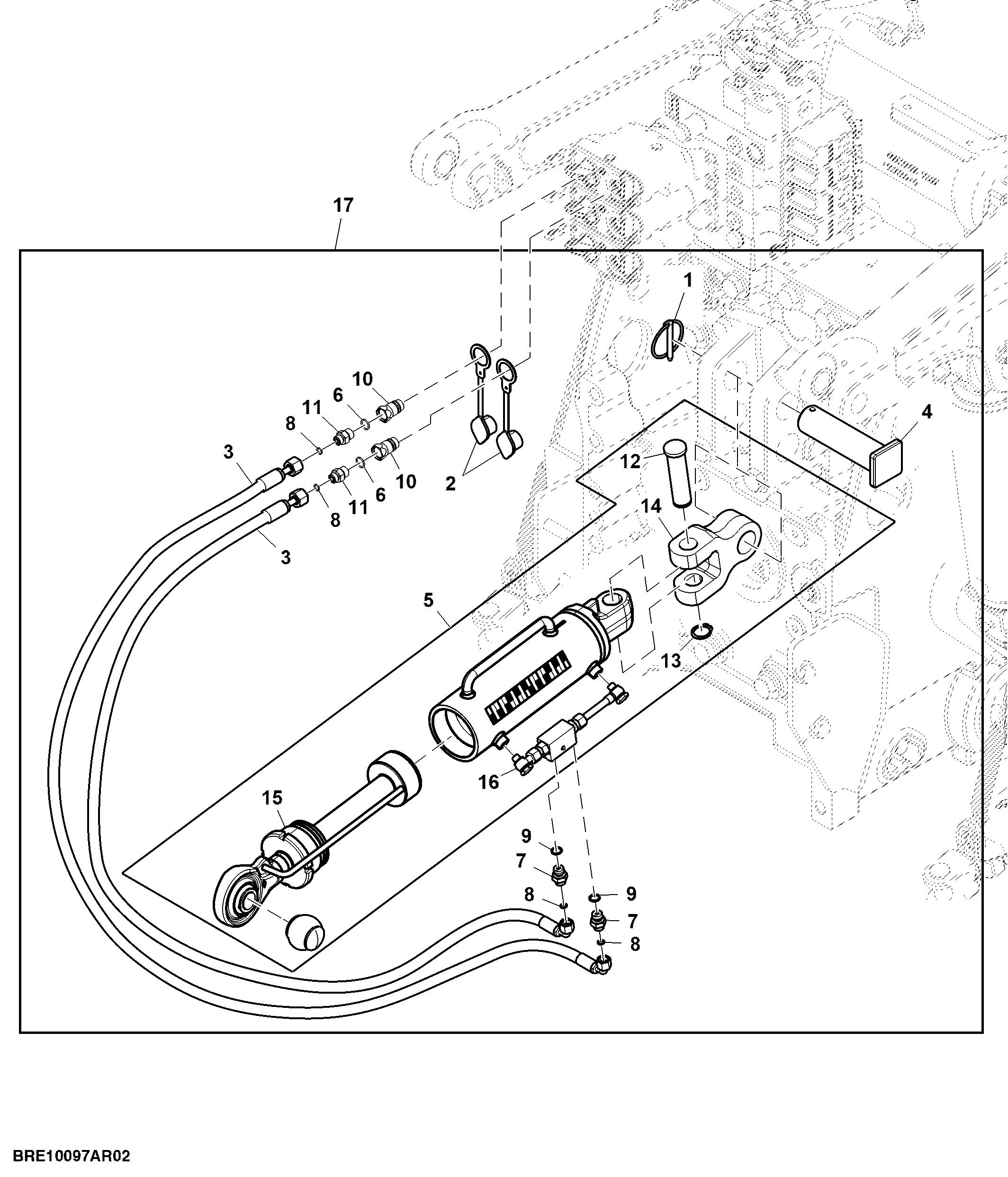 Attachment, Rear Hydraulic Center Link W/ Ball End, 90 mm