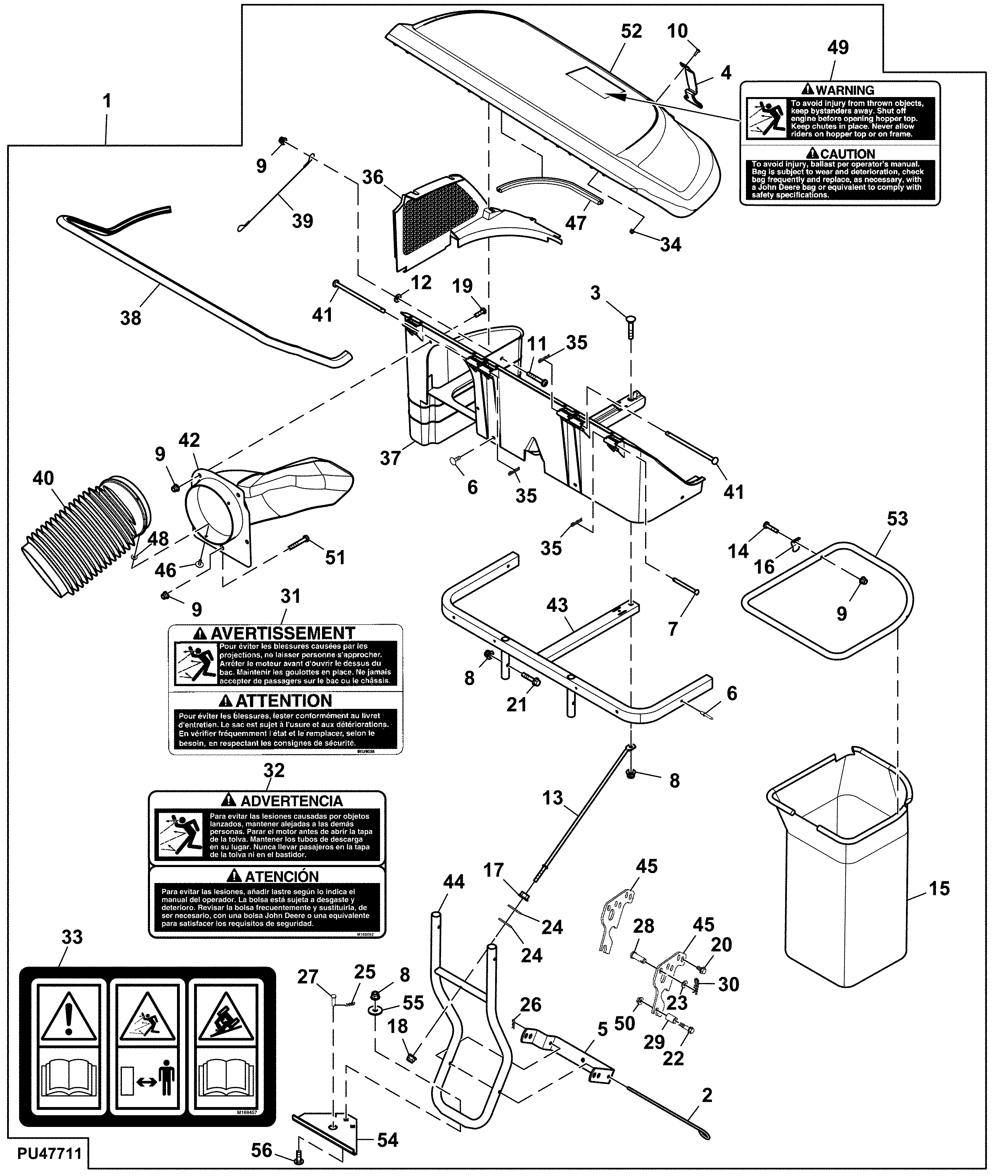Hopper Kit, Material Collection System, 2-Bag, 7 bushel (For Canada and USA)