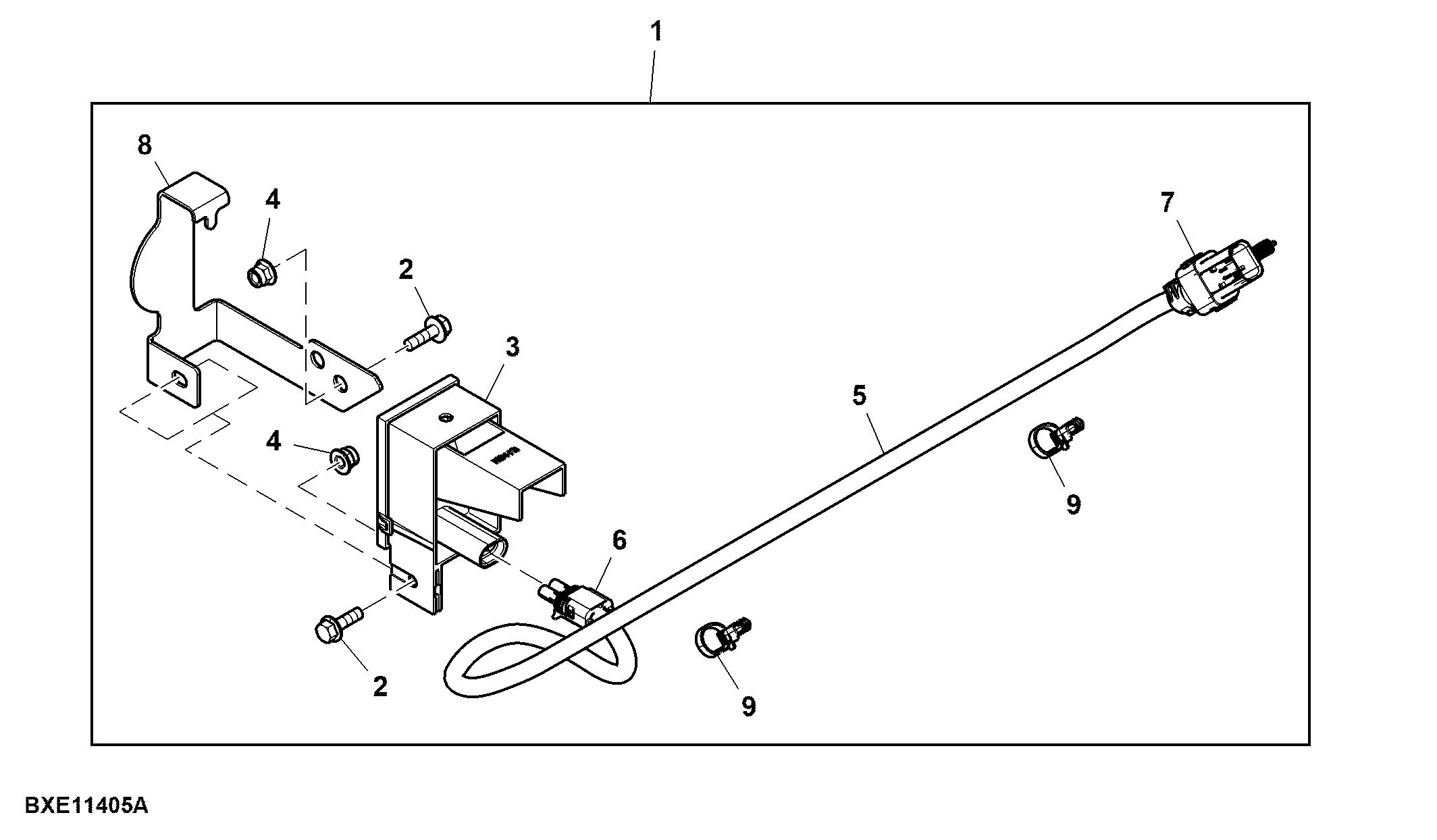 Grain Tank Sensor and Mounting Bracket, Attachment