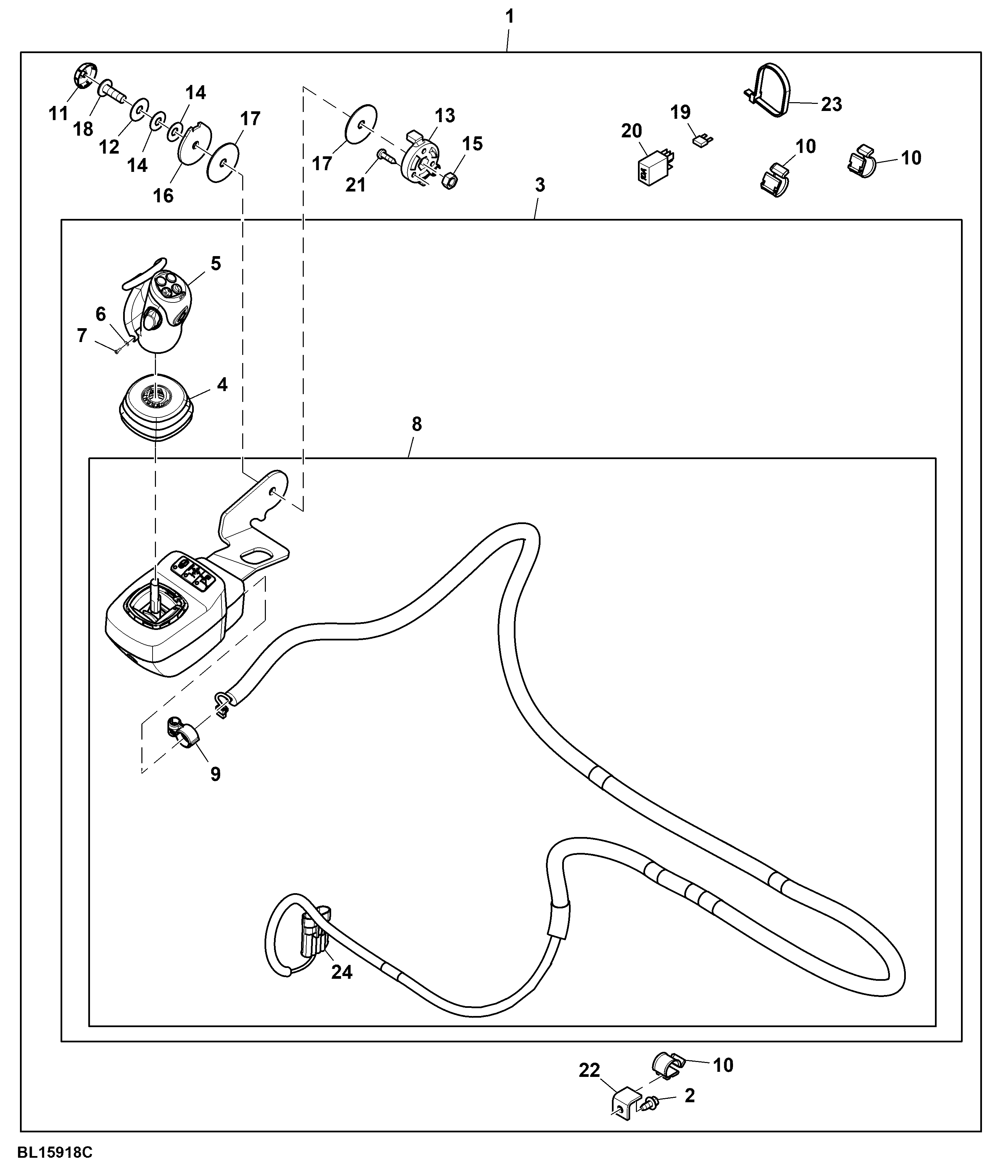 Multi Function Lever, Armrest Integrated, W/ Gear Shift Switches, Attachment