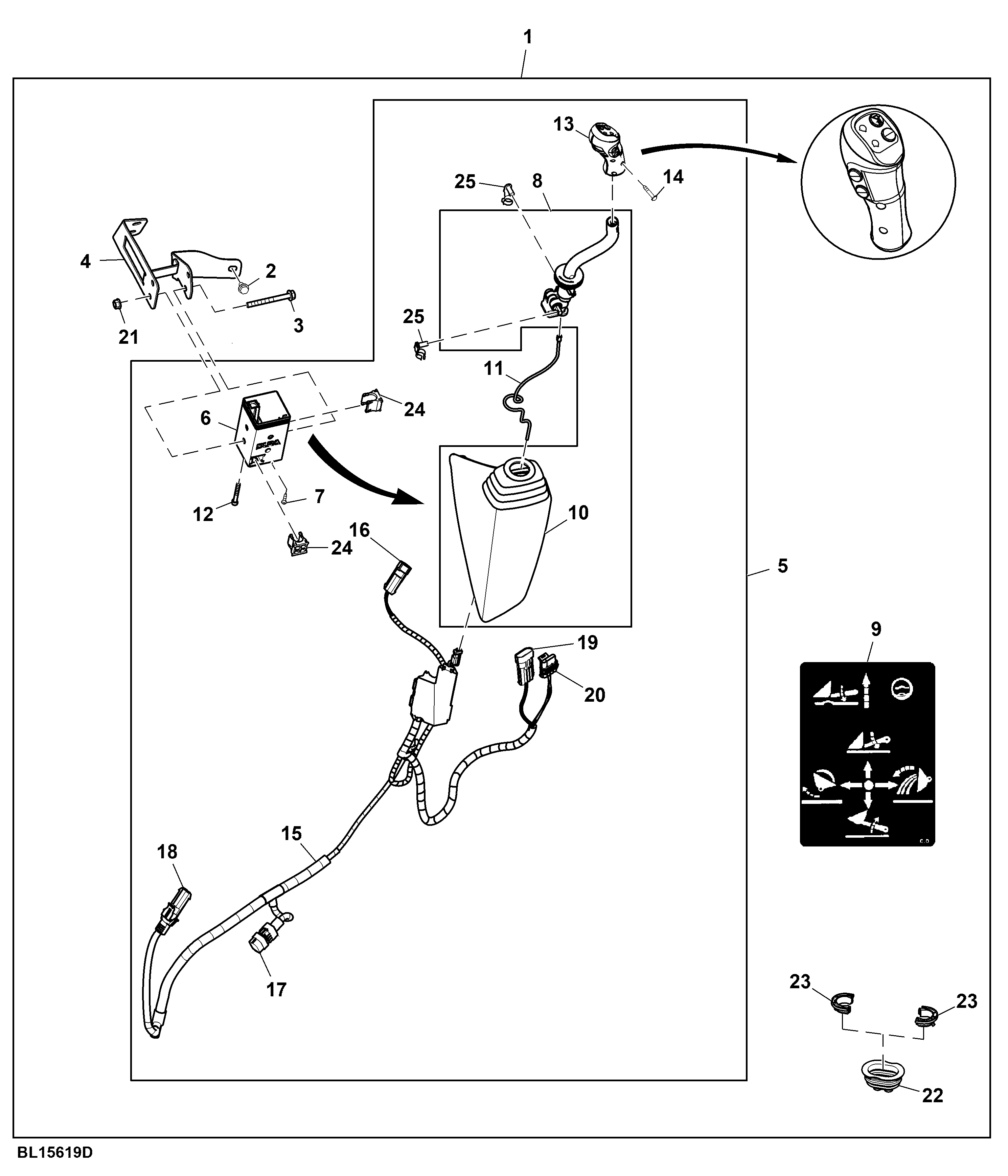 Multi-Function Lever, Mechanical SCV, W/ 2-Functions, W/ Diverter Shifting, W/ Memo Button, W/ Gear Shift Switches, Attachment