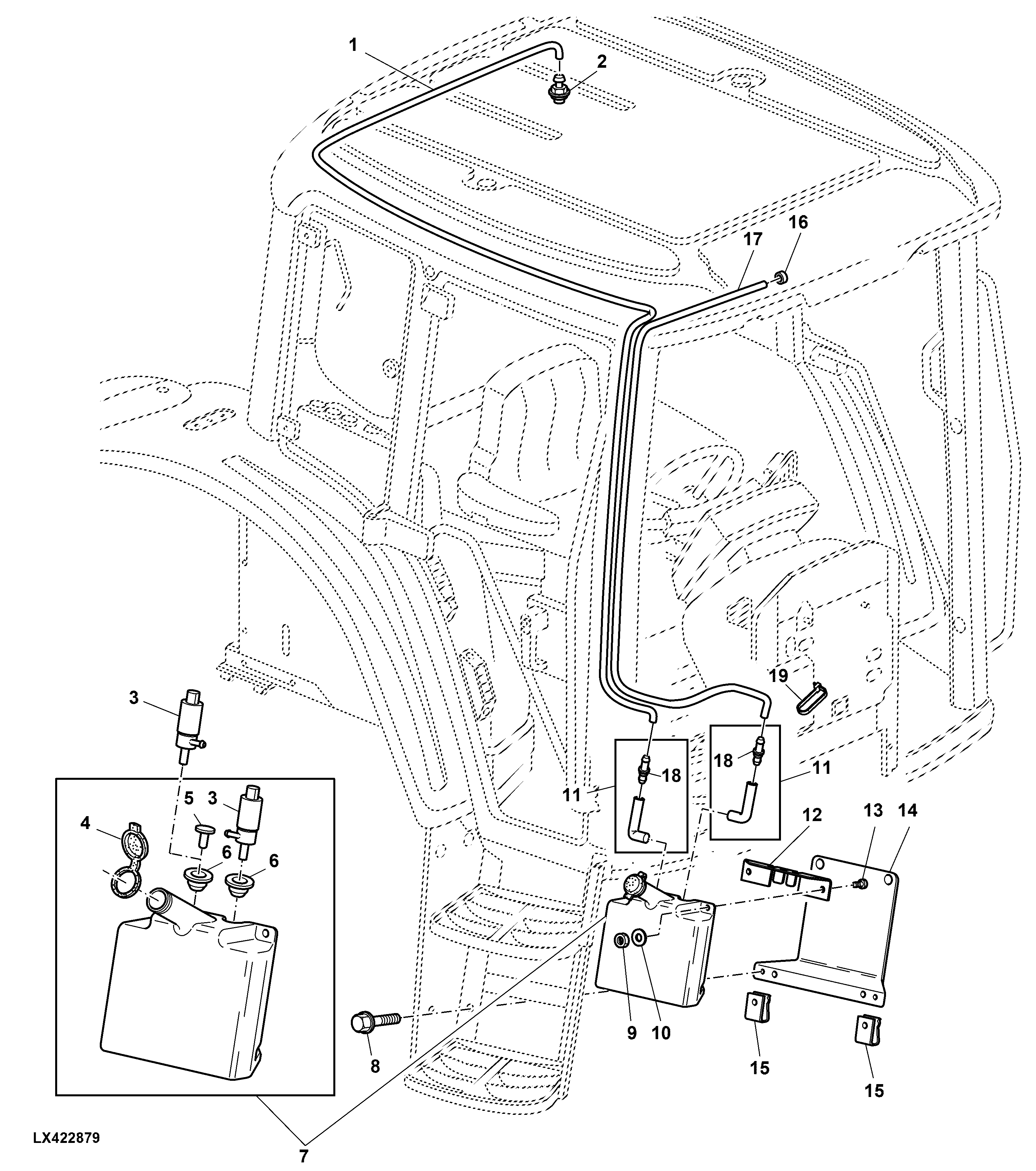 WINDSCREEN WASHER SYSTEM WITH RESERVOIR (WITH DOOR, RIGHT HAND)