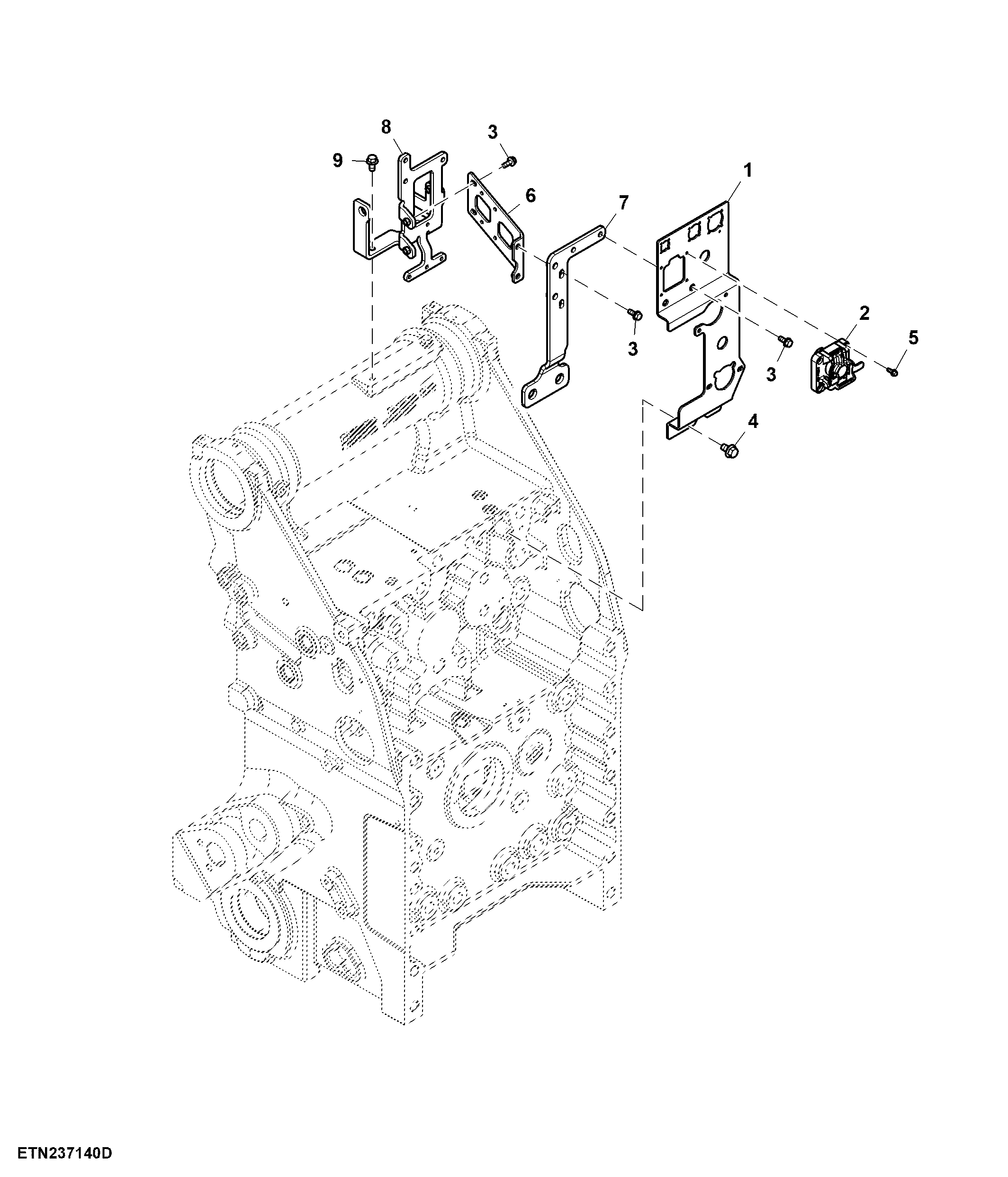 Bracket, Rear Implement Connector and Reflector ( - 126000)
