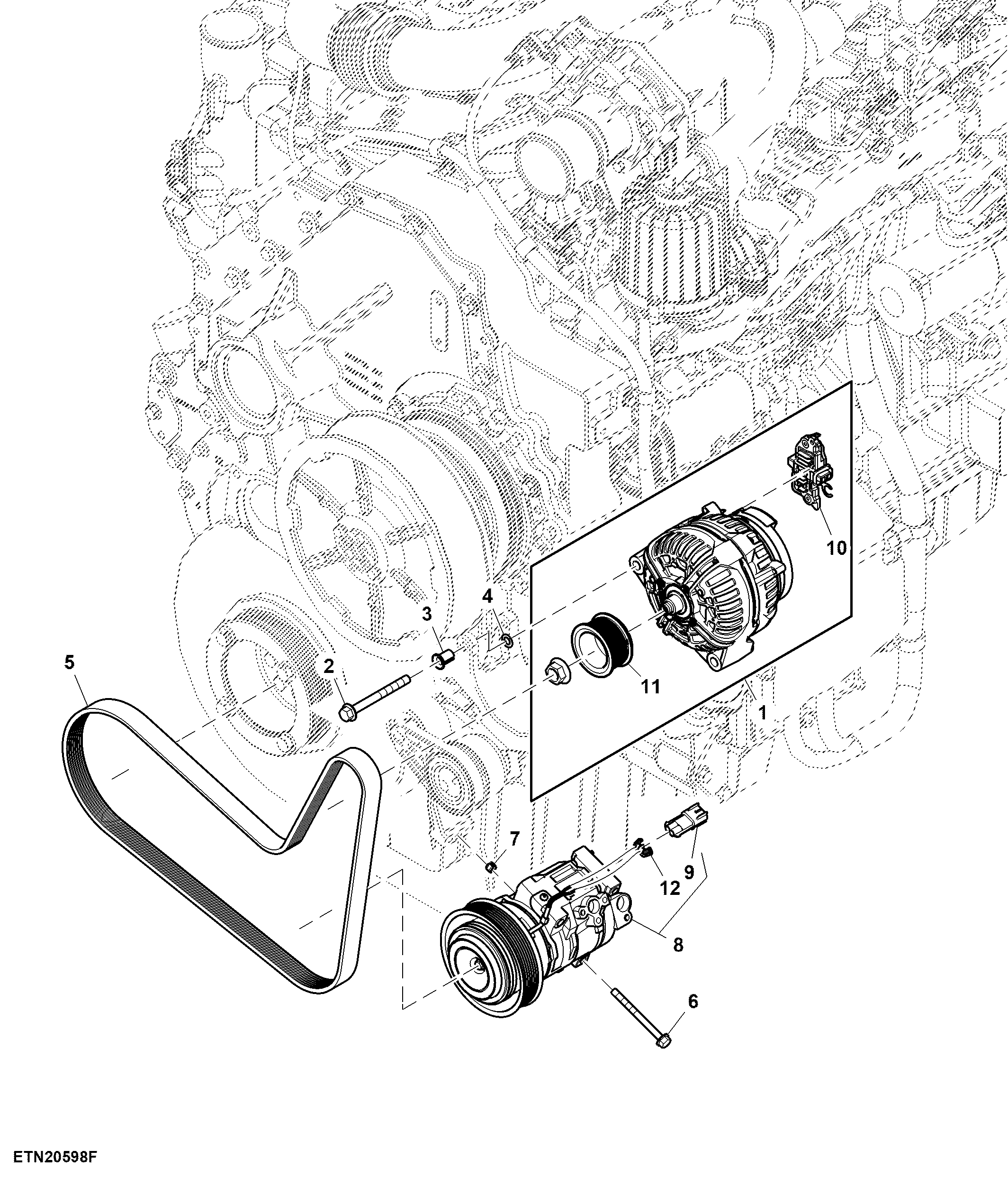 Alternator and Compressor, 240 A, 13.5 L T2/ FT4 Engine