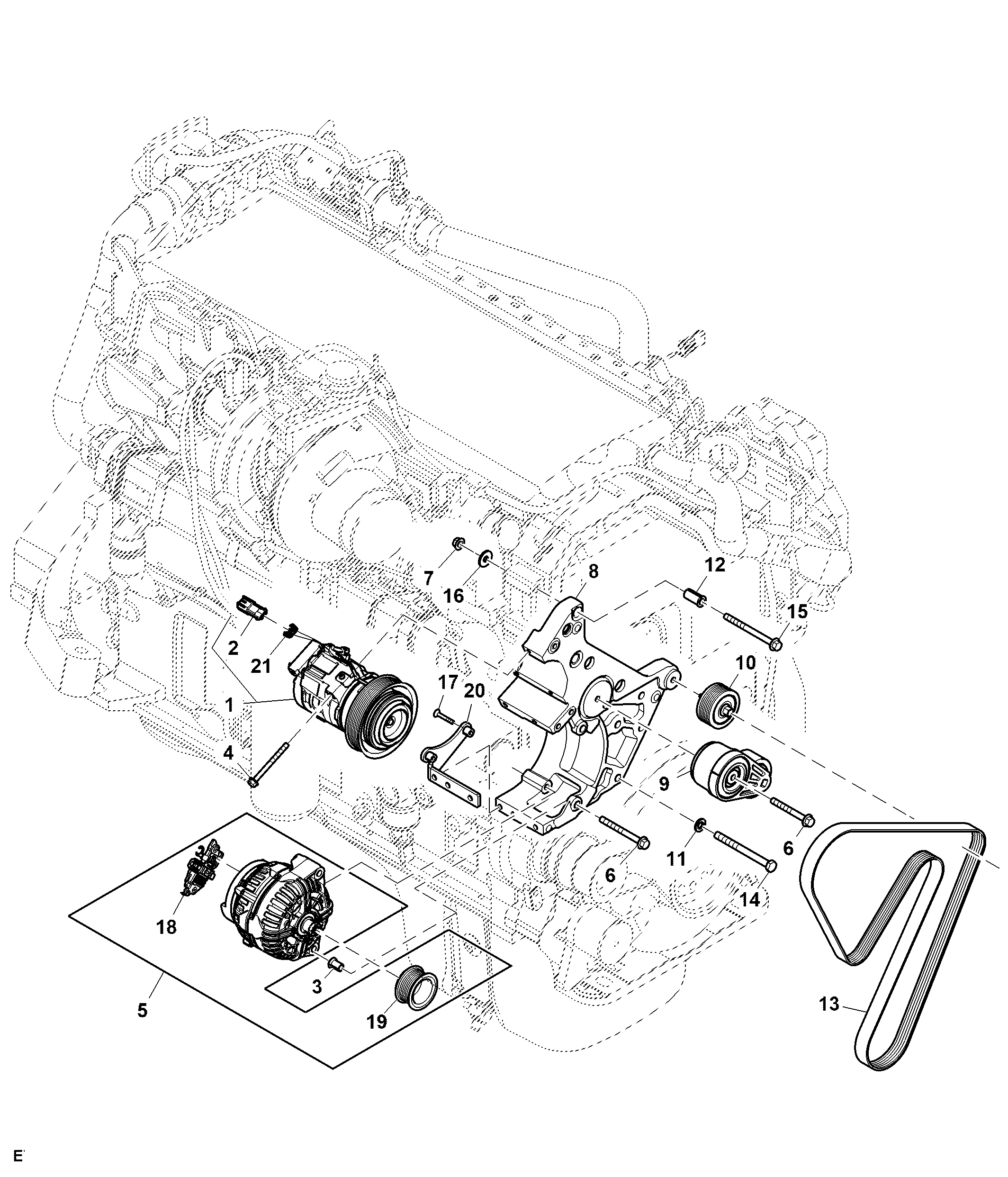 Alternator and Compressor, 240 A, 15.0 L Engine (919024 - )