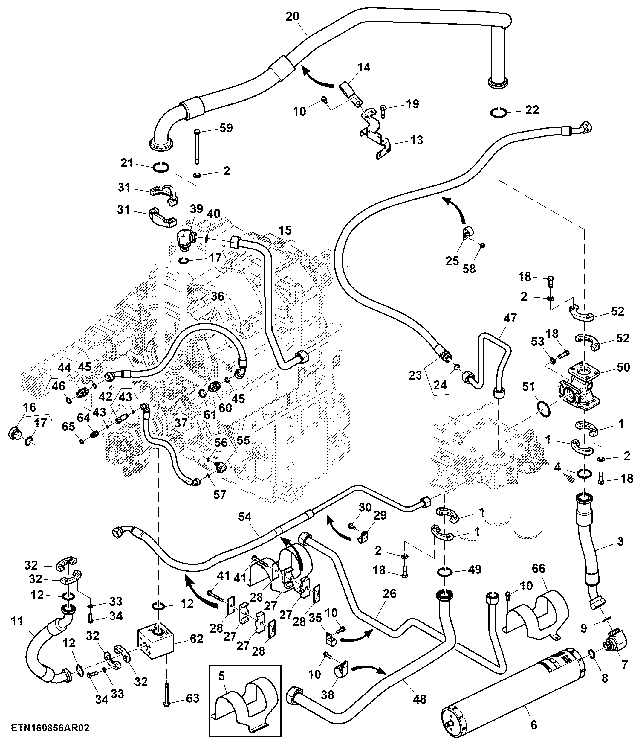 Hydraulic Pump Lines, 90cc Pump (For Scraper) (For EU28+) (1/2)