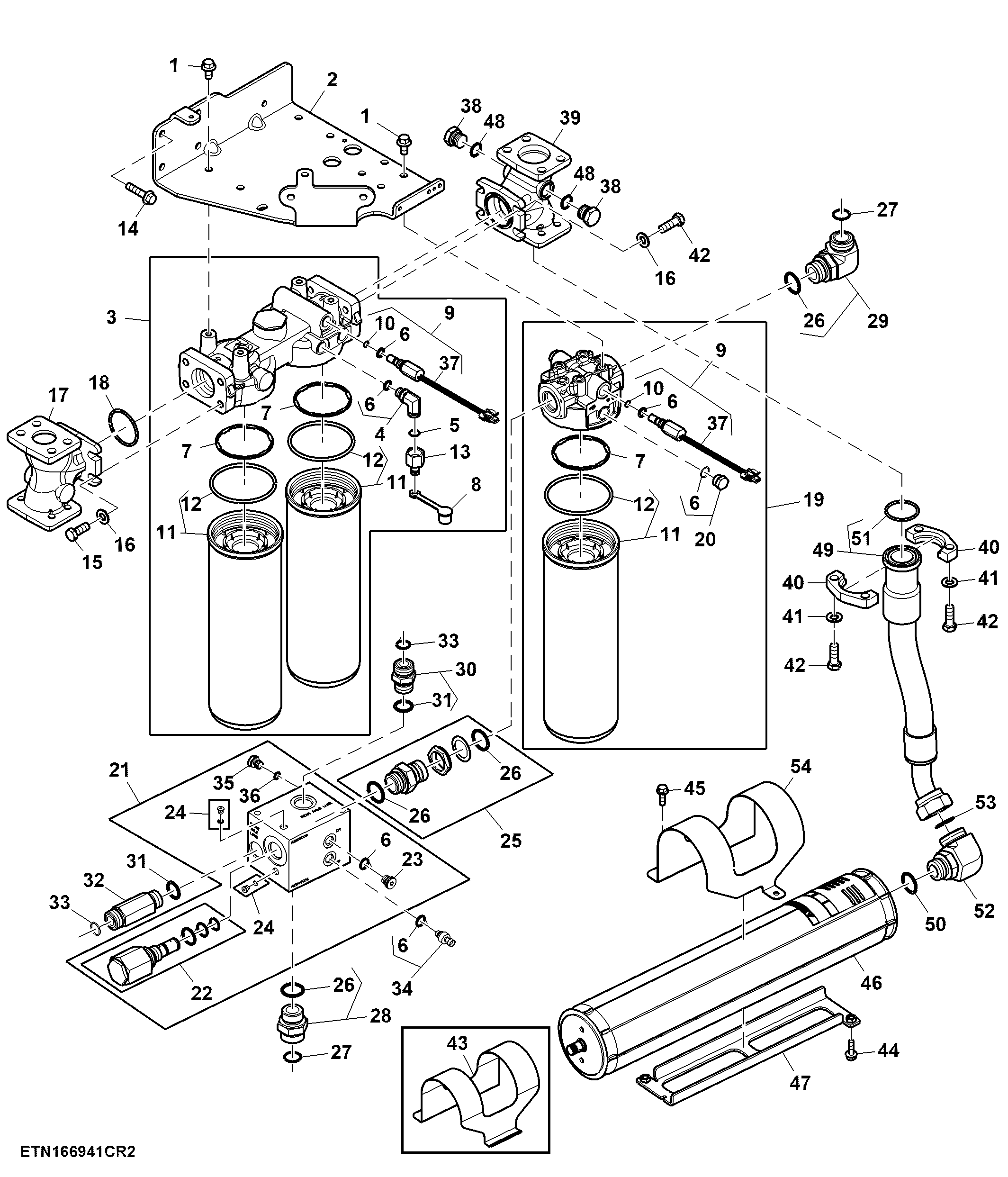 Hydraulic Filter, Double Reduction, 90 cc and 85 cc Pump ( - 807000)
