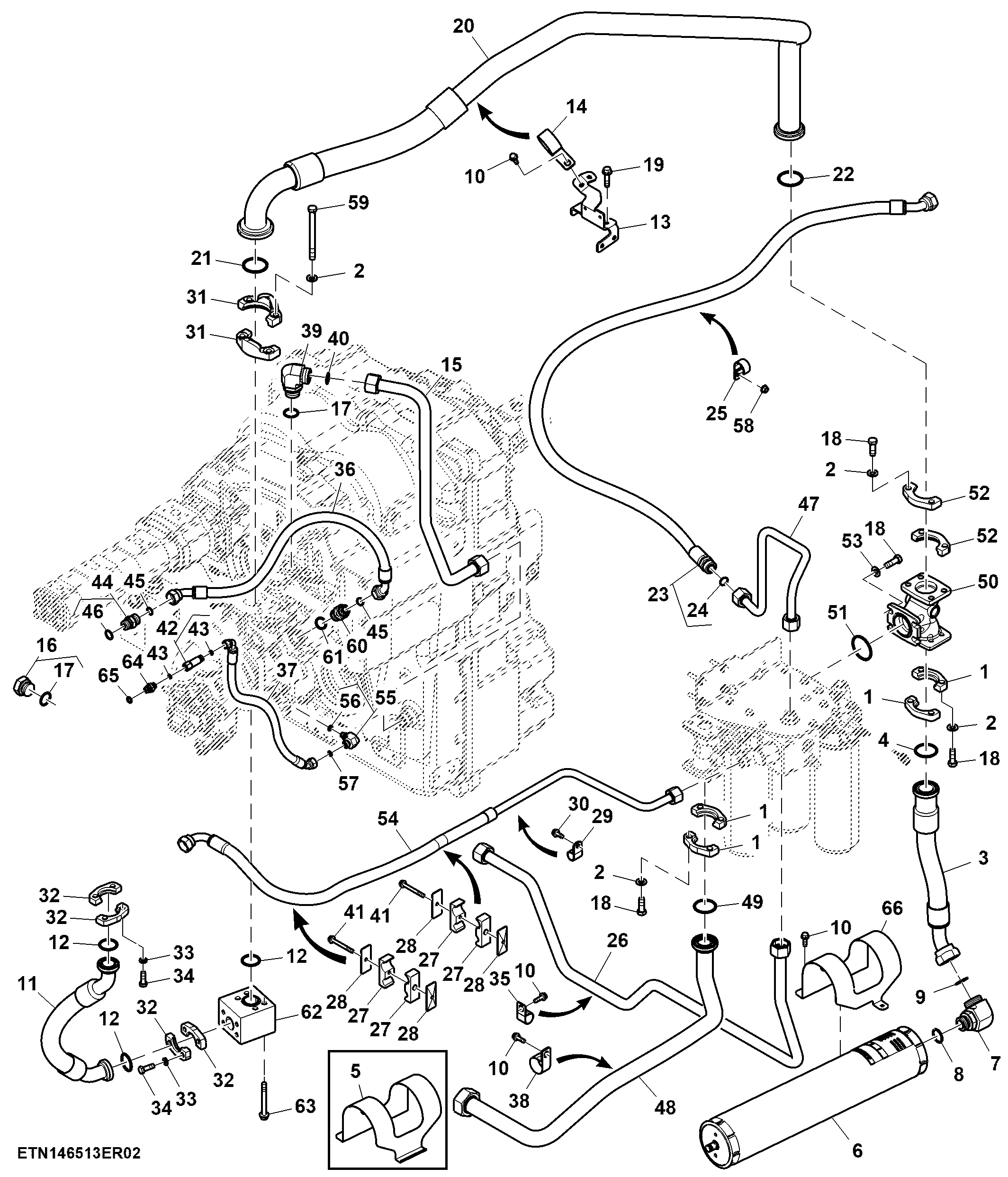 Hydraulic Pump Lines, 90 cc Pump (For Scraper) (1/2)