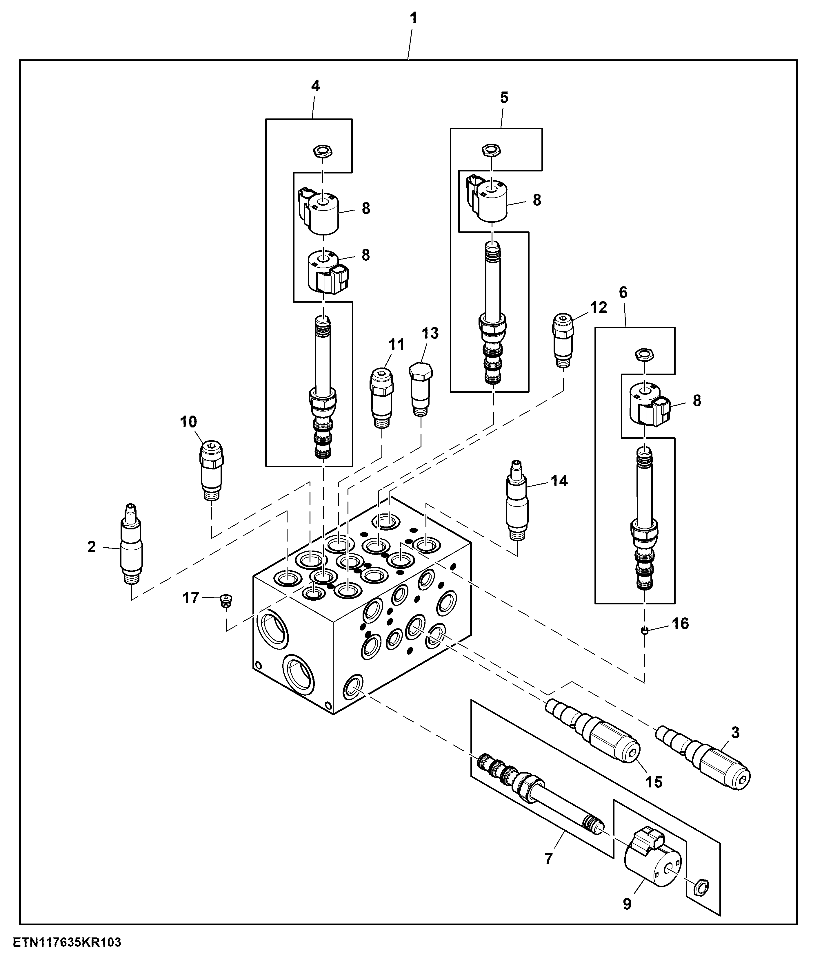 Cylinder Function Control Valve, Hood, Topper and Elevator, Secondary ( - 220027)