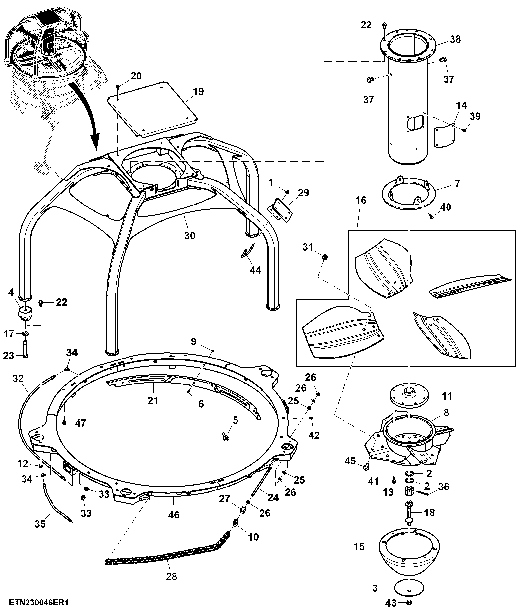 Primary Extractor Fan and Blade Mount ( - 210200)