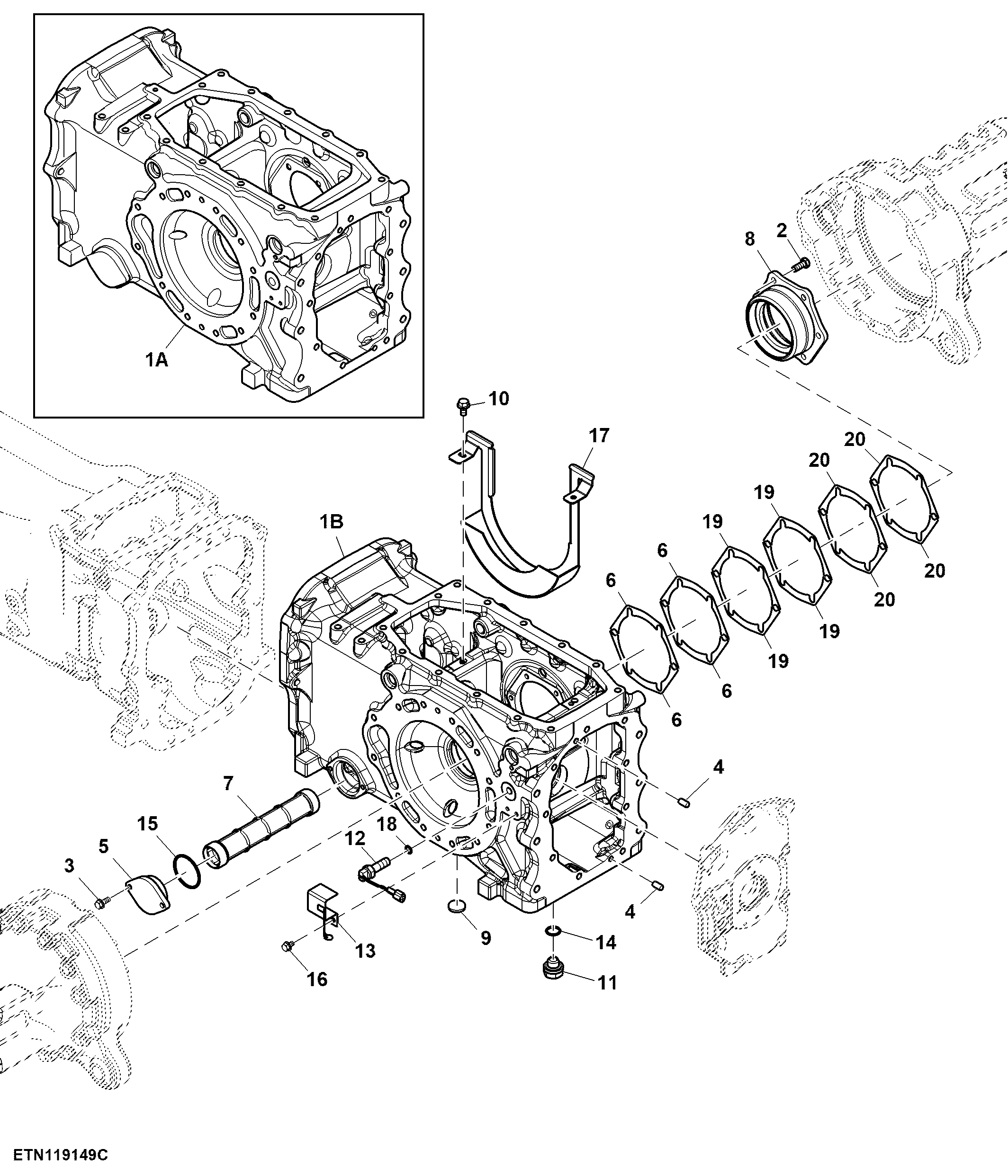 Differential Housing, Single Clutch, Dual PTO