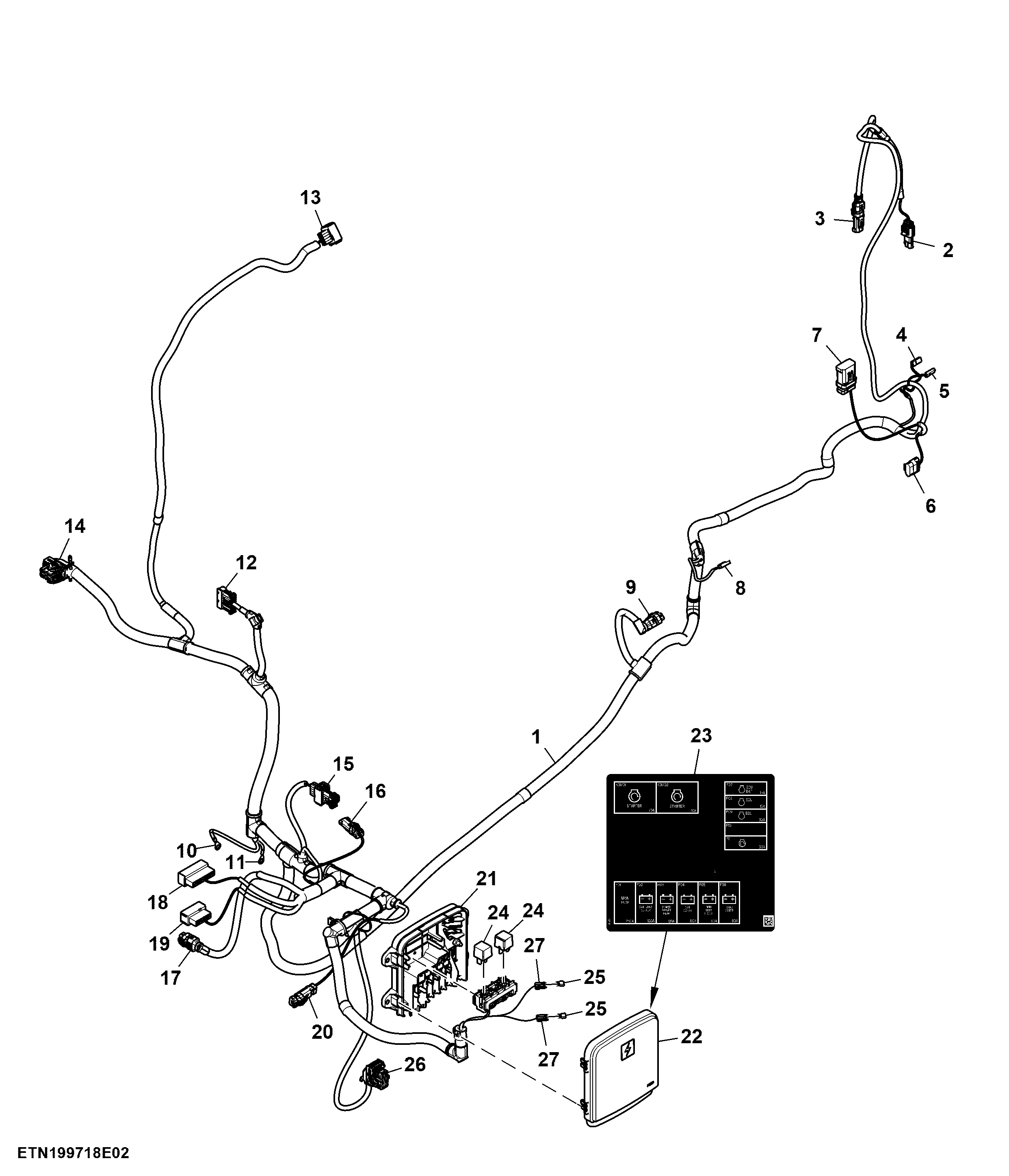 Fuses / Relays / Power Supply / Wiring Harness, Chassis, W/ Front Controller, W/ Front PTO (2/2)