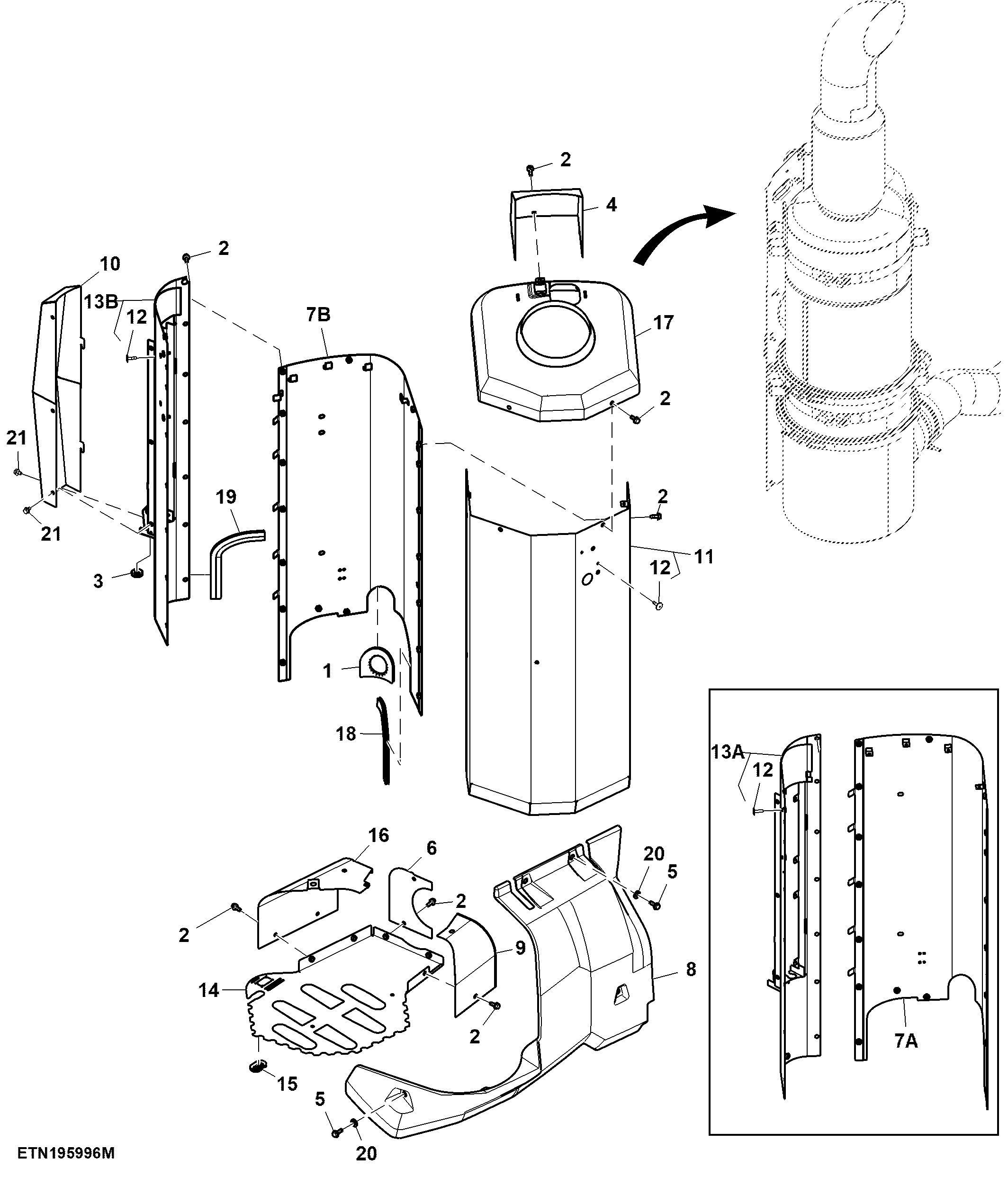 Shield, Exhaust System, Size 4, W/O Water Separator, 9.0 L, FT4/ Stage 5 Engine