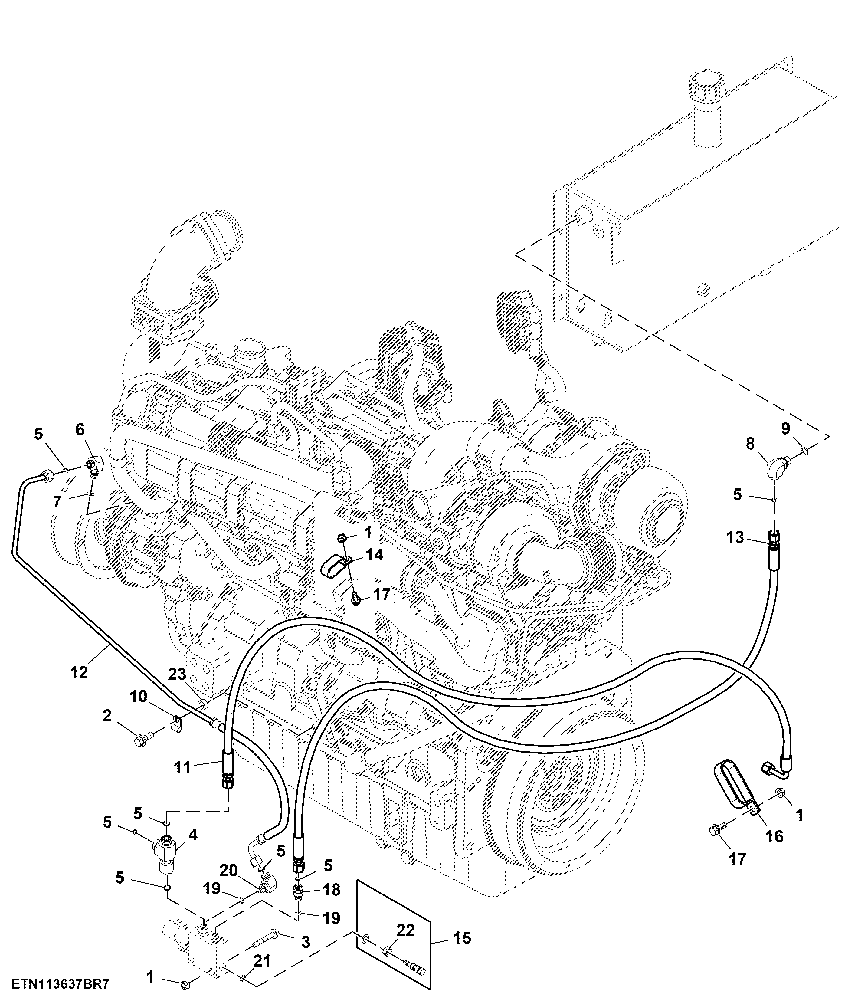 Variable Speed Engine Fan Hydraulic Hoses, 4WD