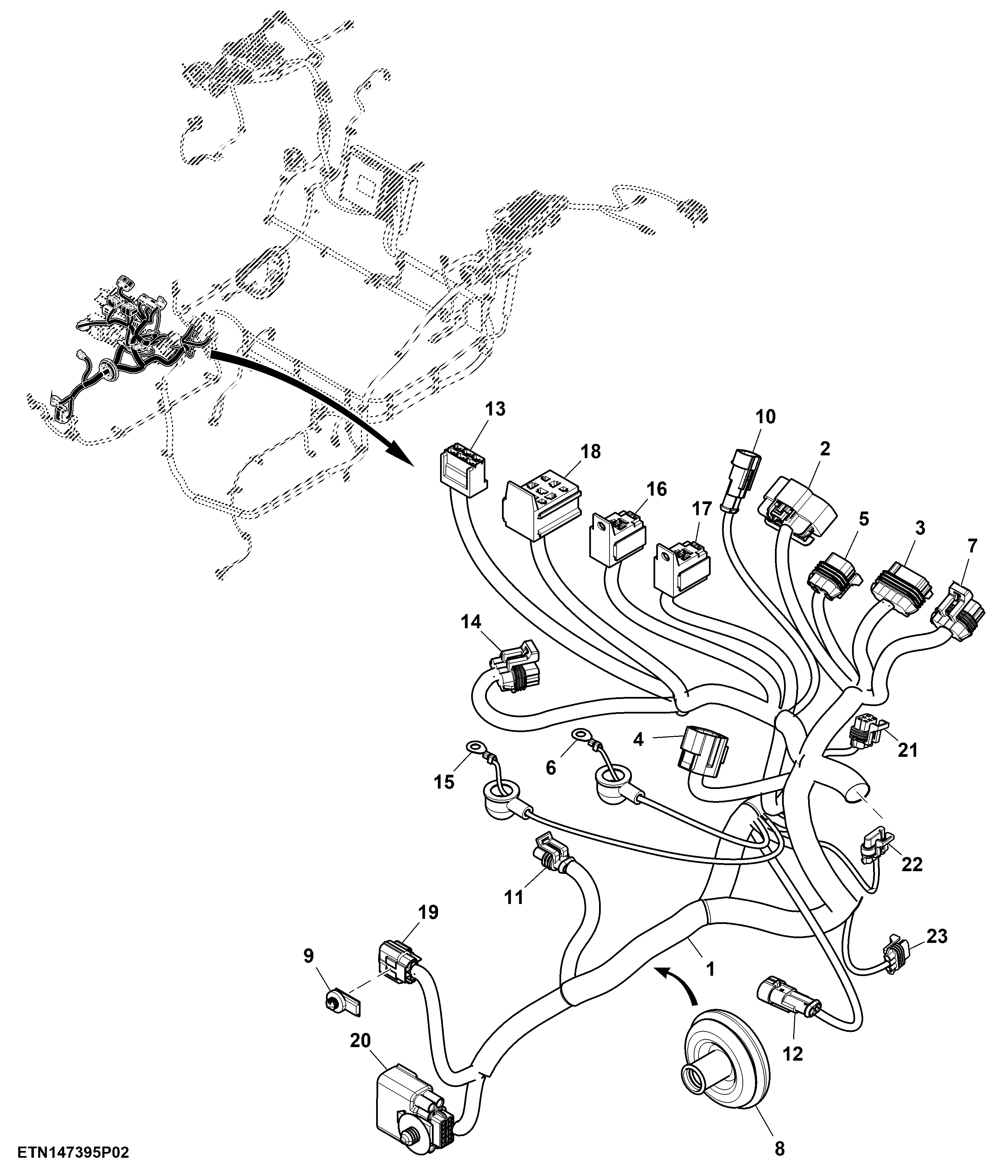 Rear Wiring Harness, PowrReverser™, Cab (3/7)