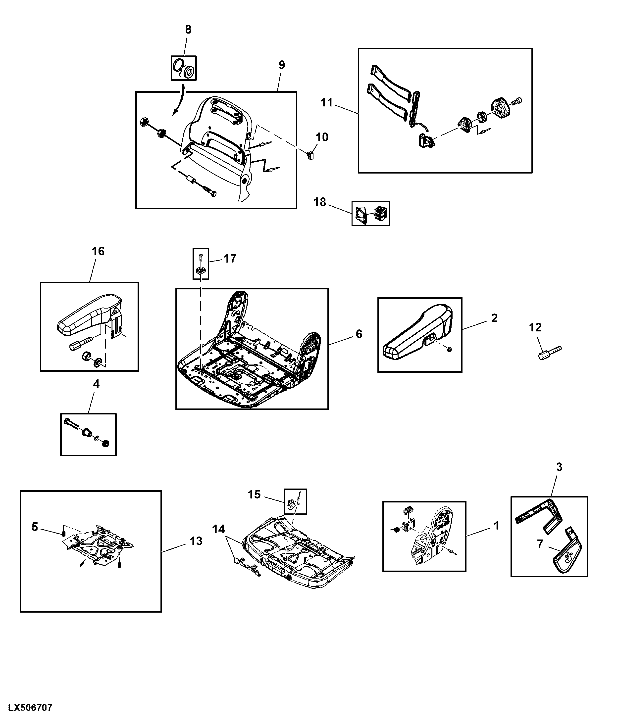 Support / Armrest, Seat, Air Suspended, W/O CommandARM™, MSG95AL/741