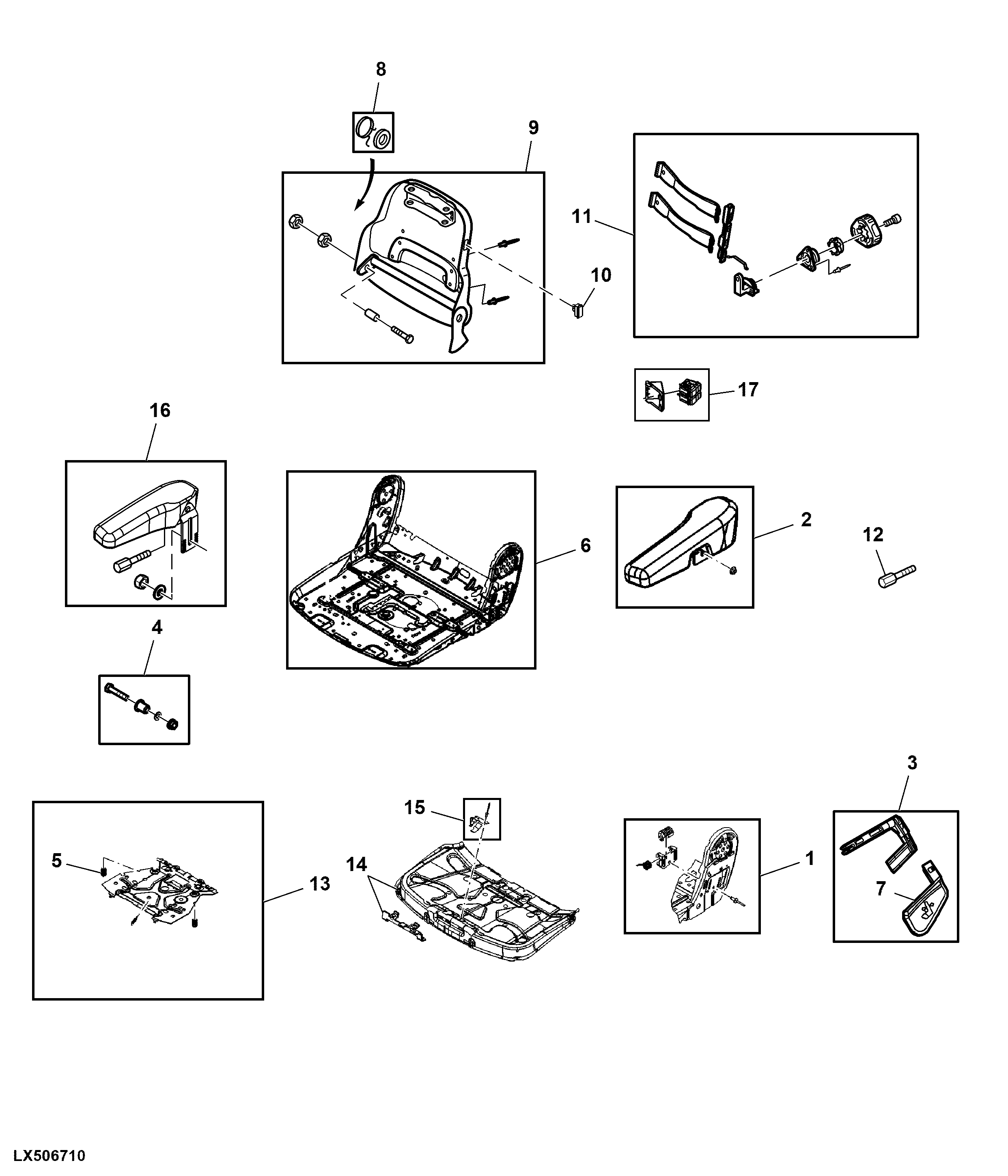 Support / Armrest, Seat, Air Suspended, W/ CommandARM™, MSG95AL / 741