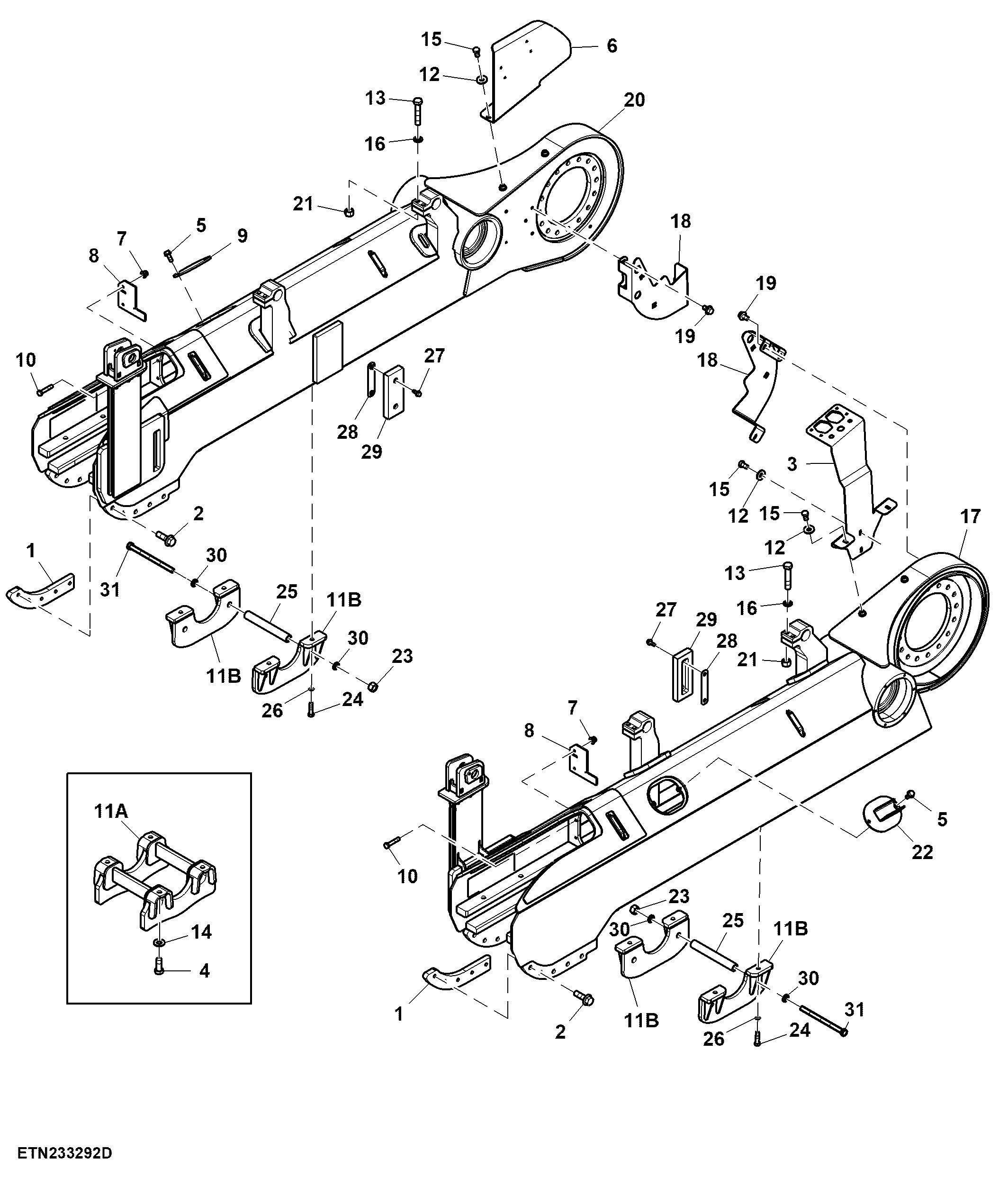 Track Frame and Guard, Undercarriage, 2.75 m