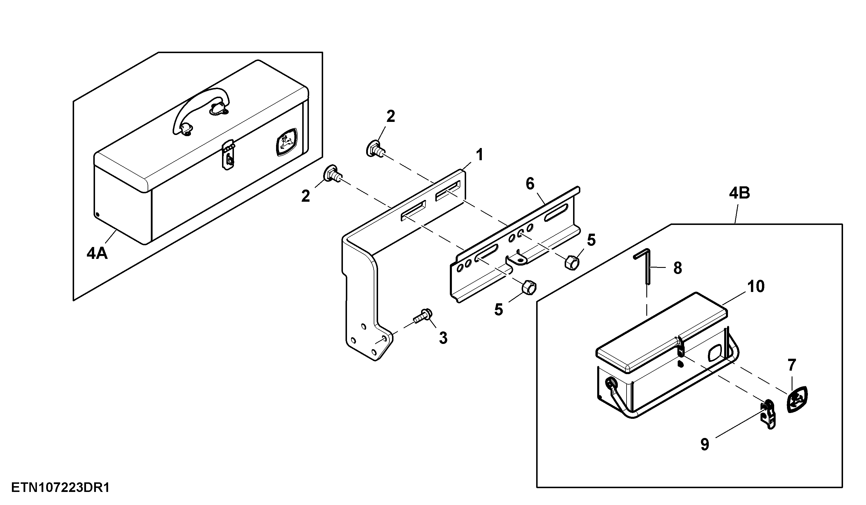 Tool Box and Mounting Parts, W/ Front Loader