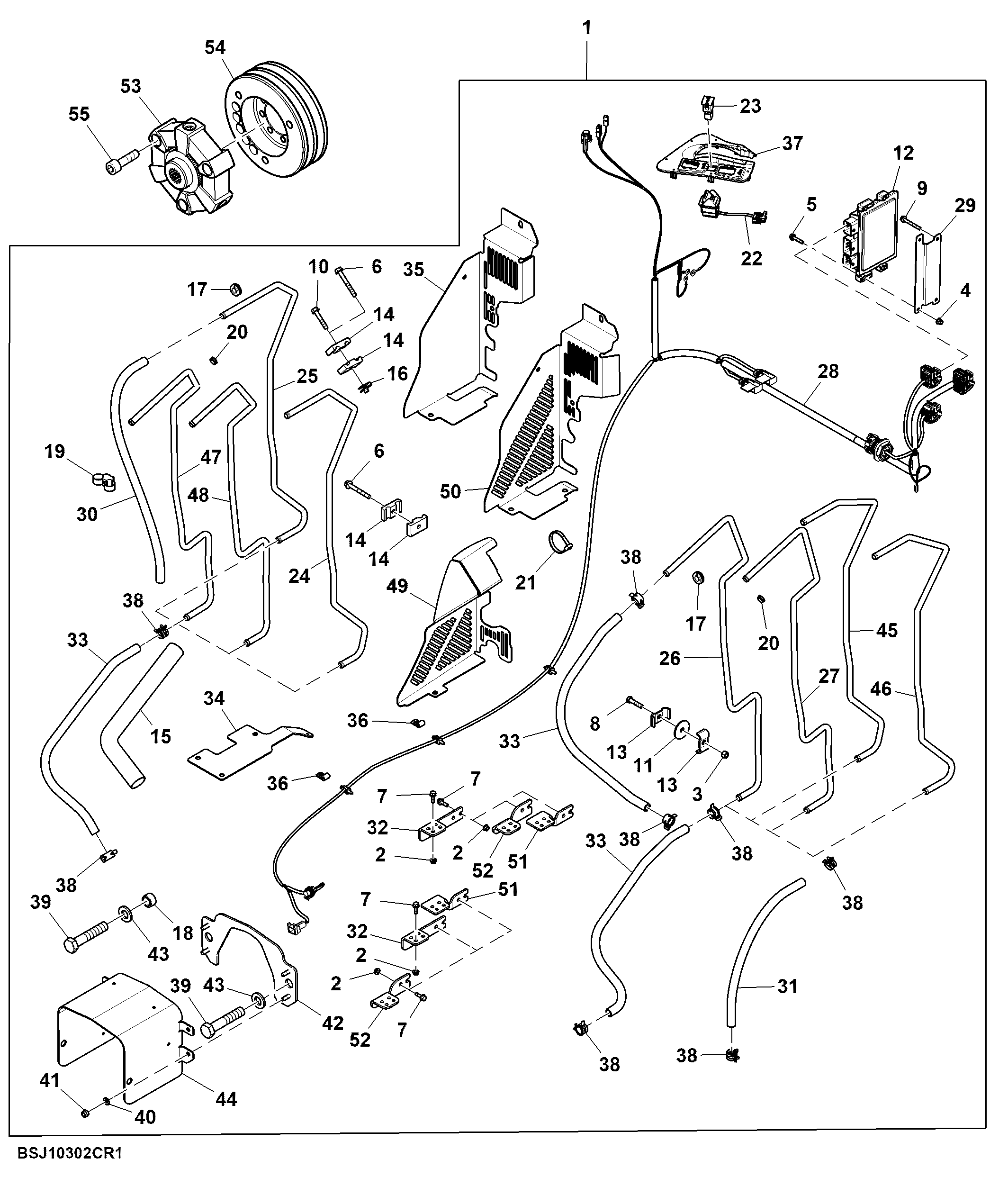 Front PTO Hardware and Lines, 1000CCW, Attachment