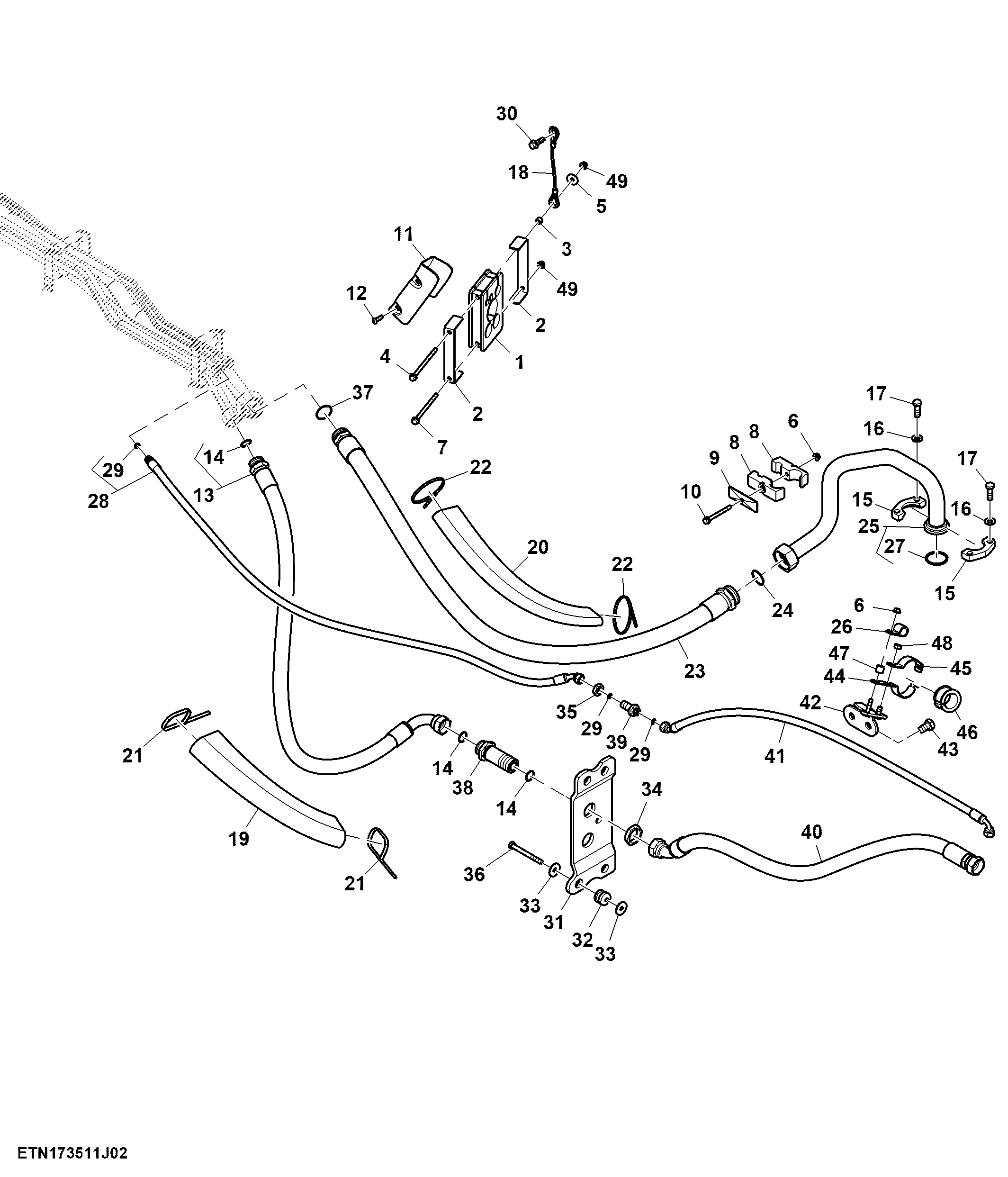 SCV Lines, Standard Flow, W/O Hitch, 1/2" Rear Quick Coupler, PST (2/2) (807263 - )