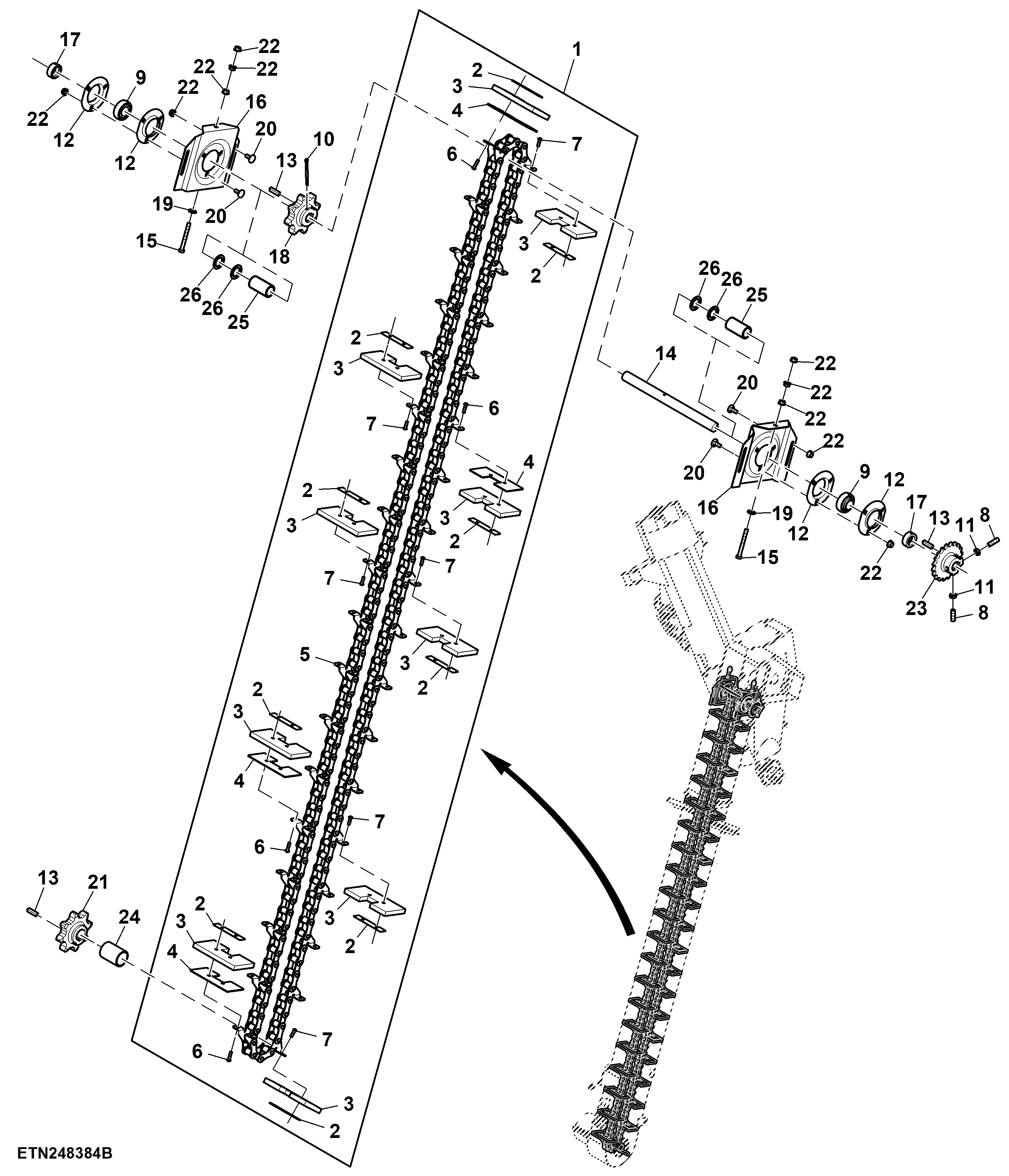 Clean Grain Elevator Chain W/ Paddle (100009 - )