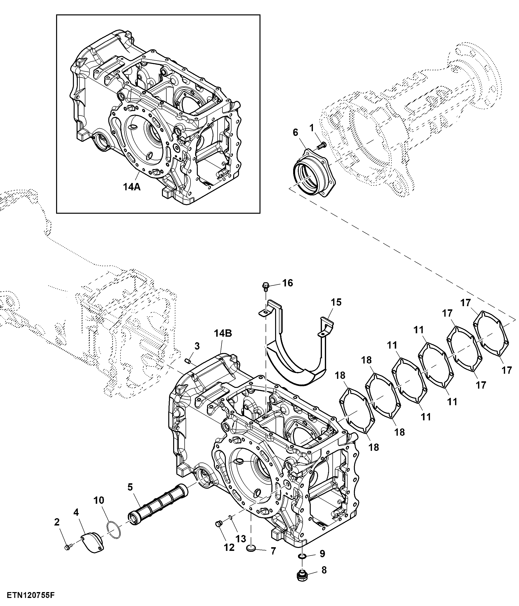 Differential Housing, Dual Clutch, Single PTO