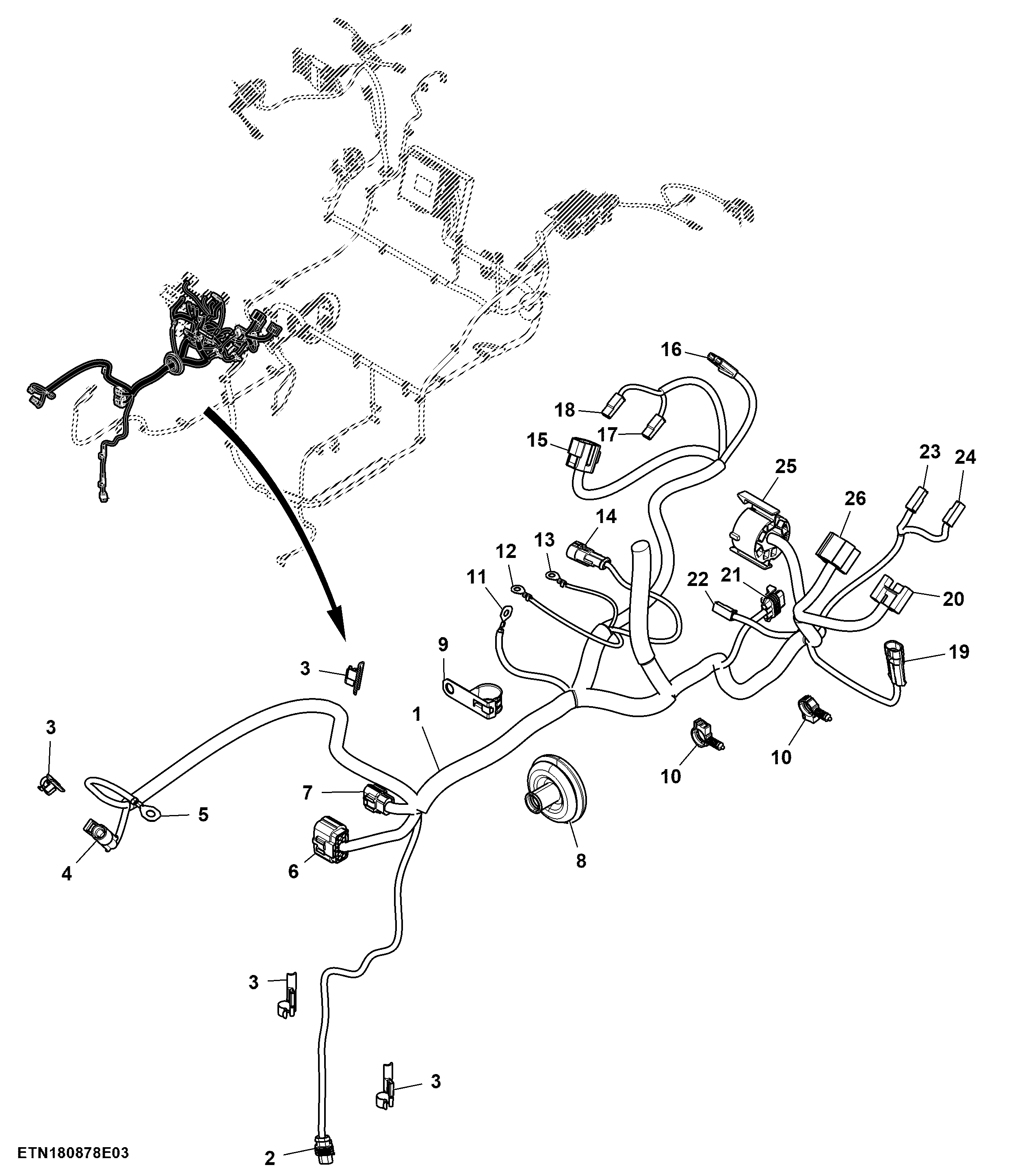 Cab Wiring Harness, W/ EQRL Controller (2/7)