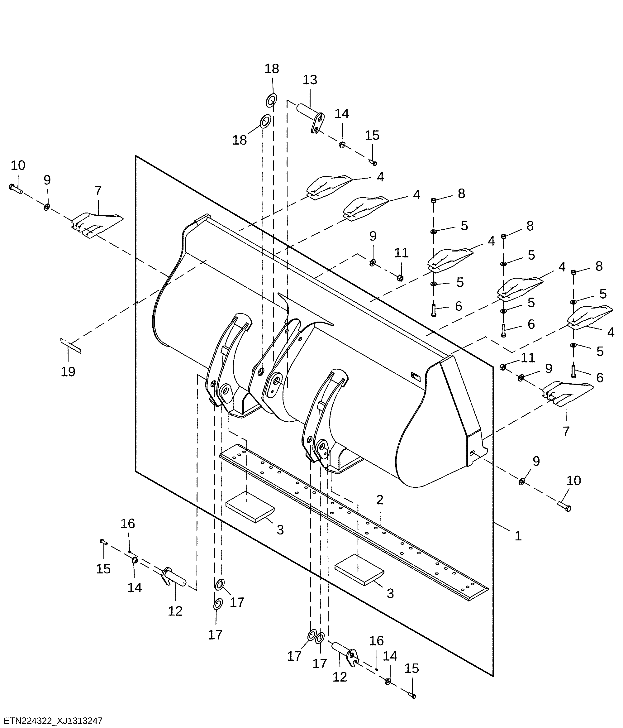 Coupler Bucket with Teeth ( 2.5 yd³ ) Standard