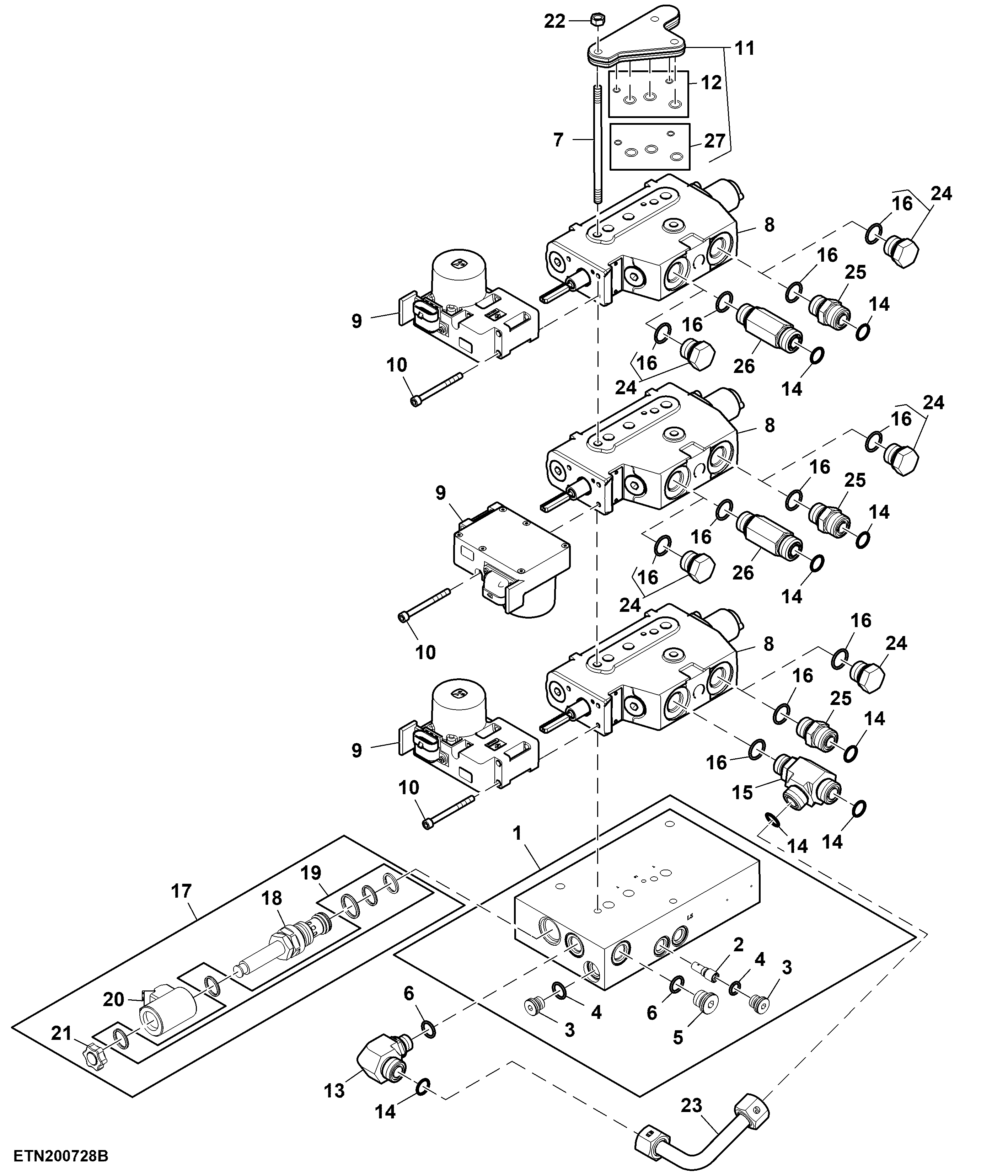 Selective Control Valve, 3 Mid SCV, Front Hitch W/ Dedicated Valve