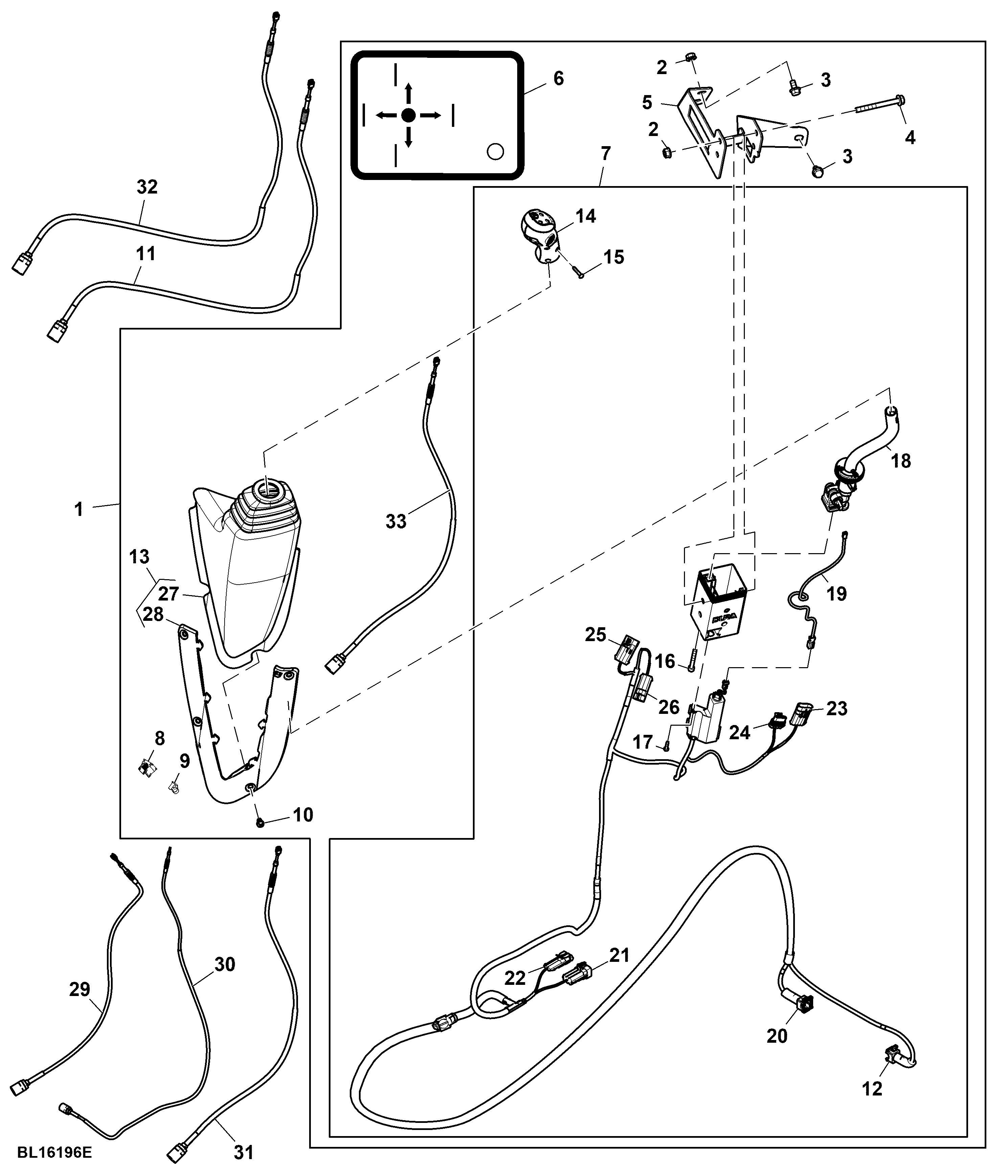 Multi-Function Lever, Mechanical SCV, W/ 3-Function, W/ Loader Suspension Switch, W/ Gearshift Switch, Attachment