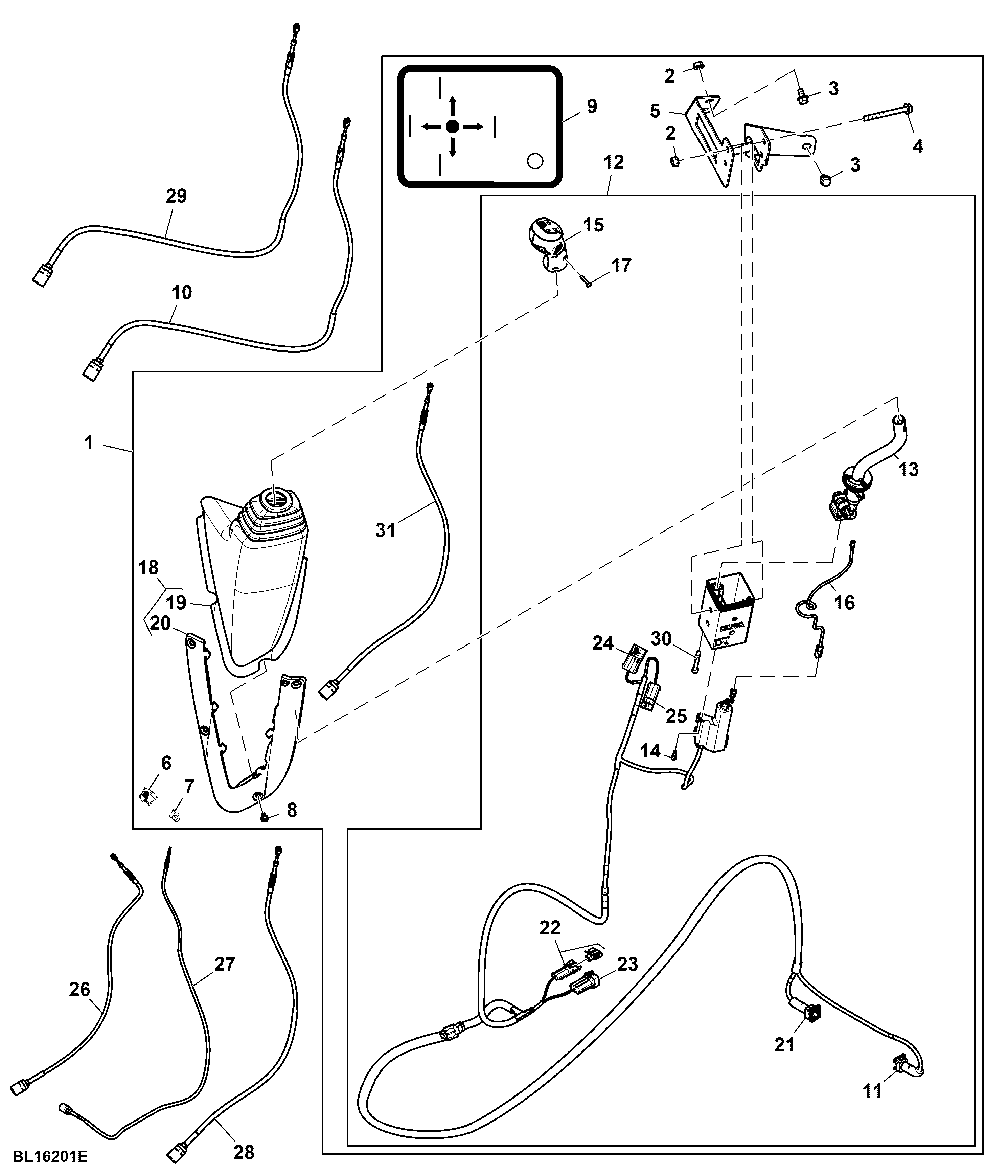 Multi-Function Lever, Mechanical SCV, W/ 3-Function, W/ Loader Suspension Switch, W/O Gearshift Switch, Attachment