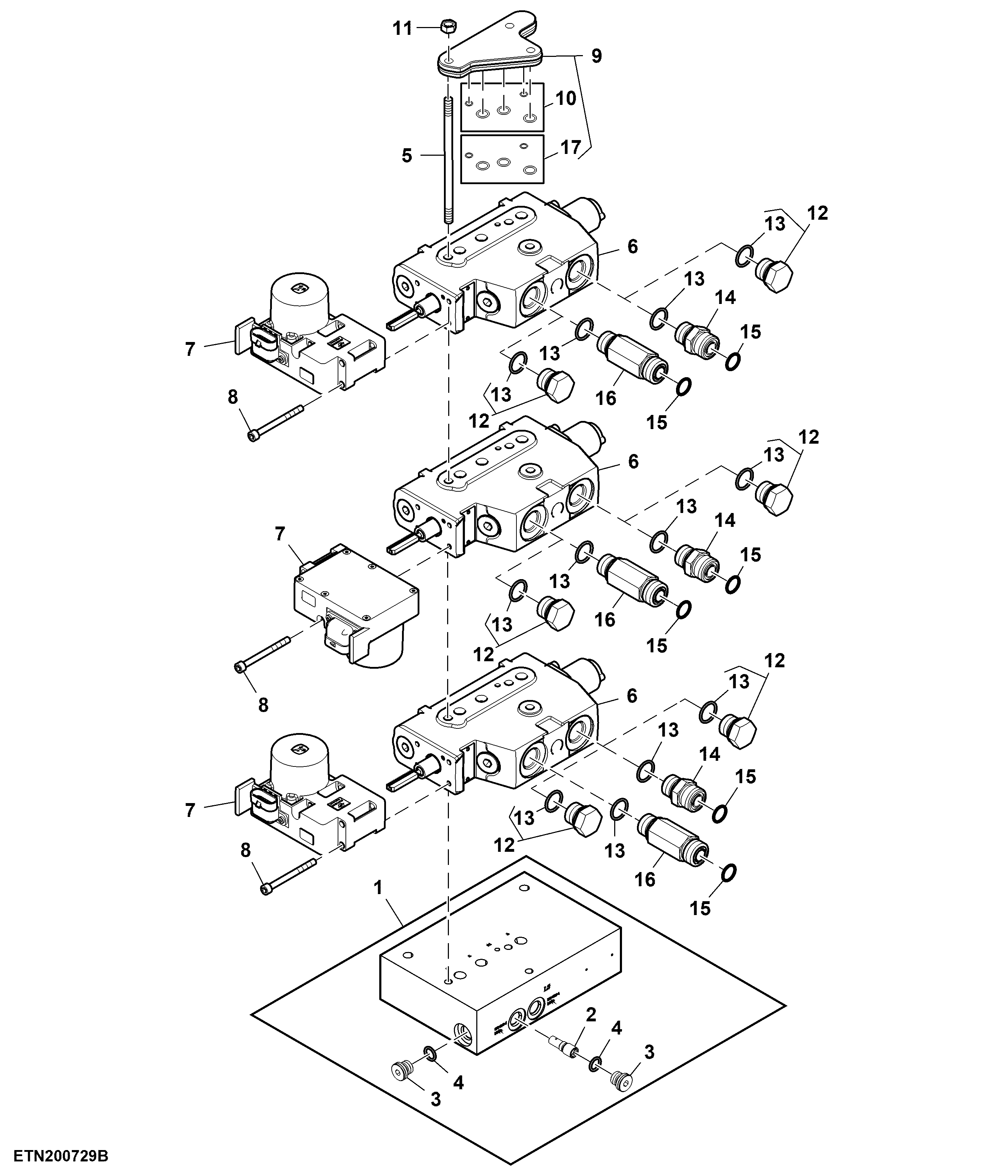 Selective Control Valve, 3 Mid SCV, W/O Couplers