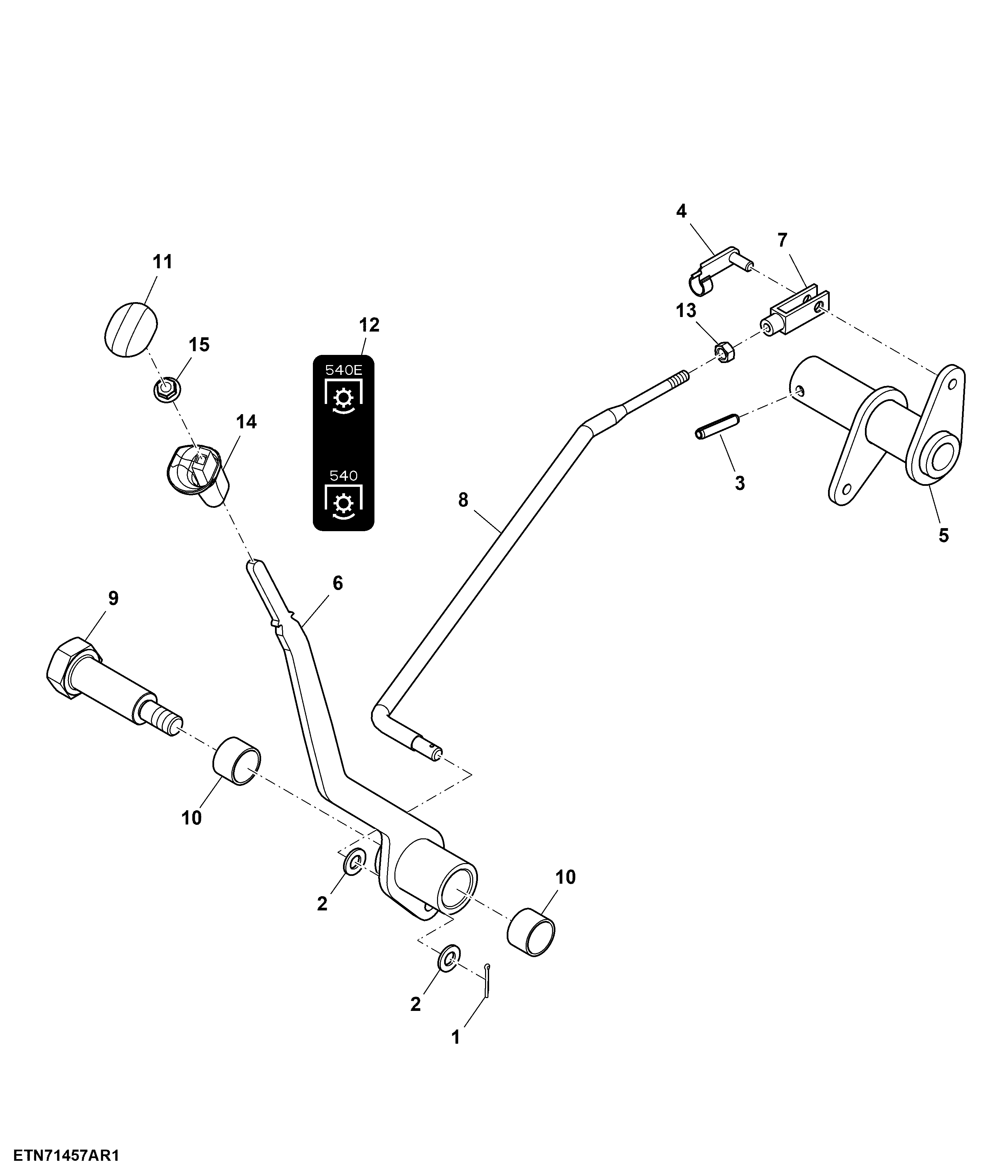 Shiftable PTO Lever and Linkage, 540 / 540E, 50X5 TSS