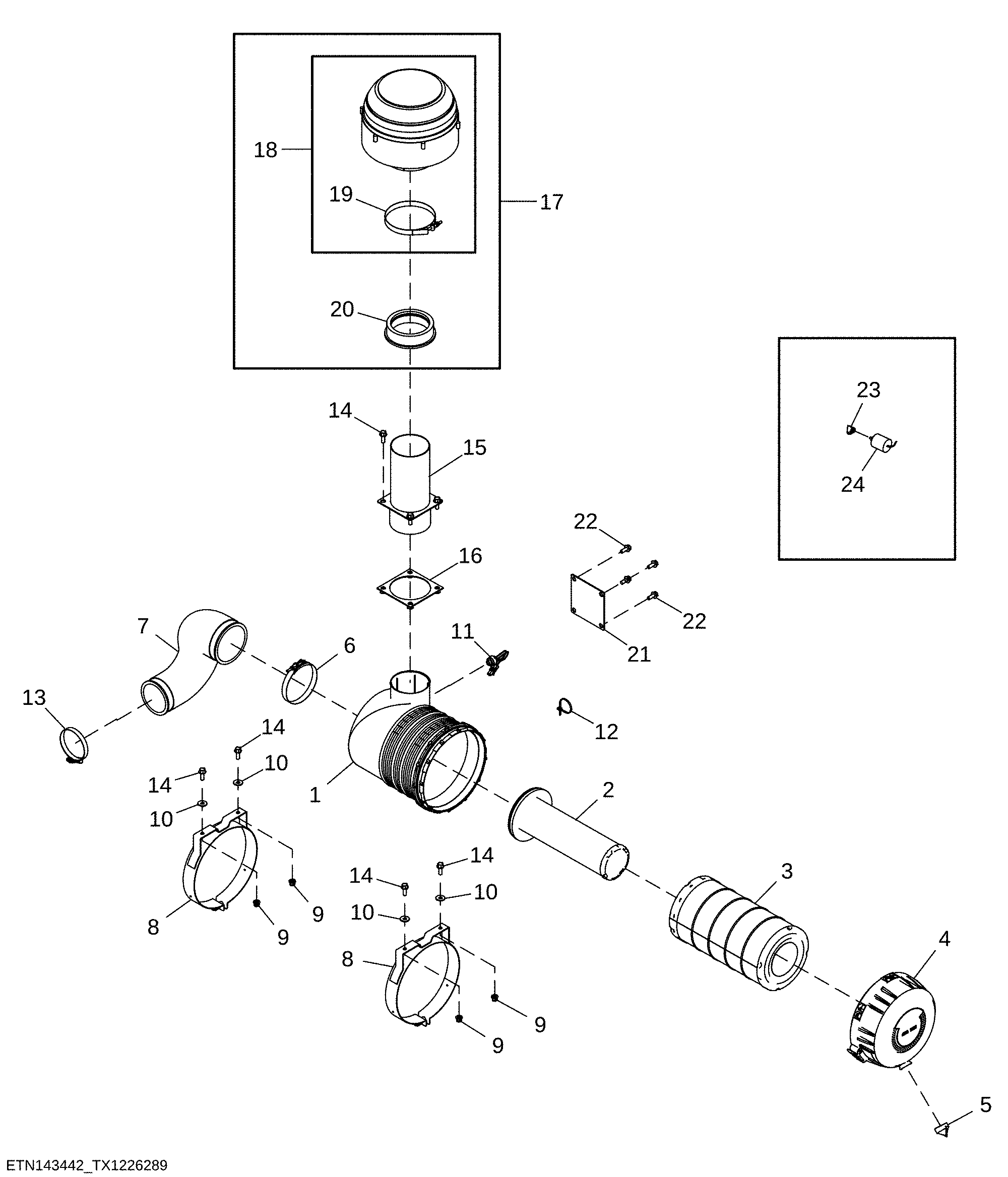 Air Intake System with Precleaner (Engine 6068HBZ06-DZ109561)